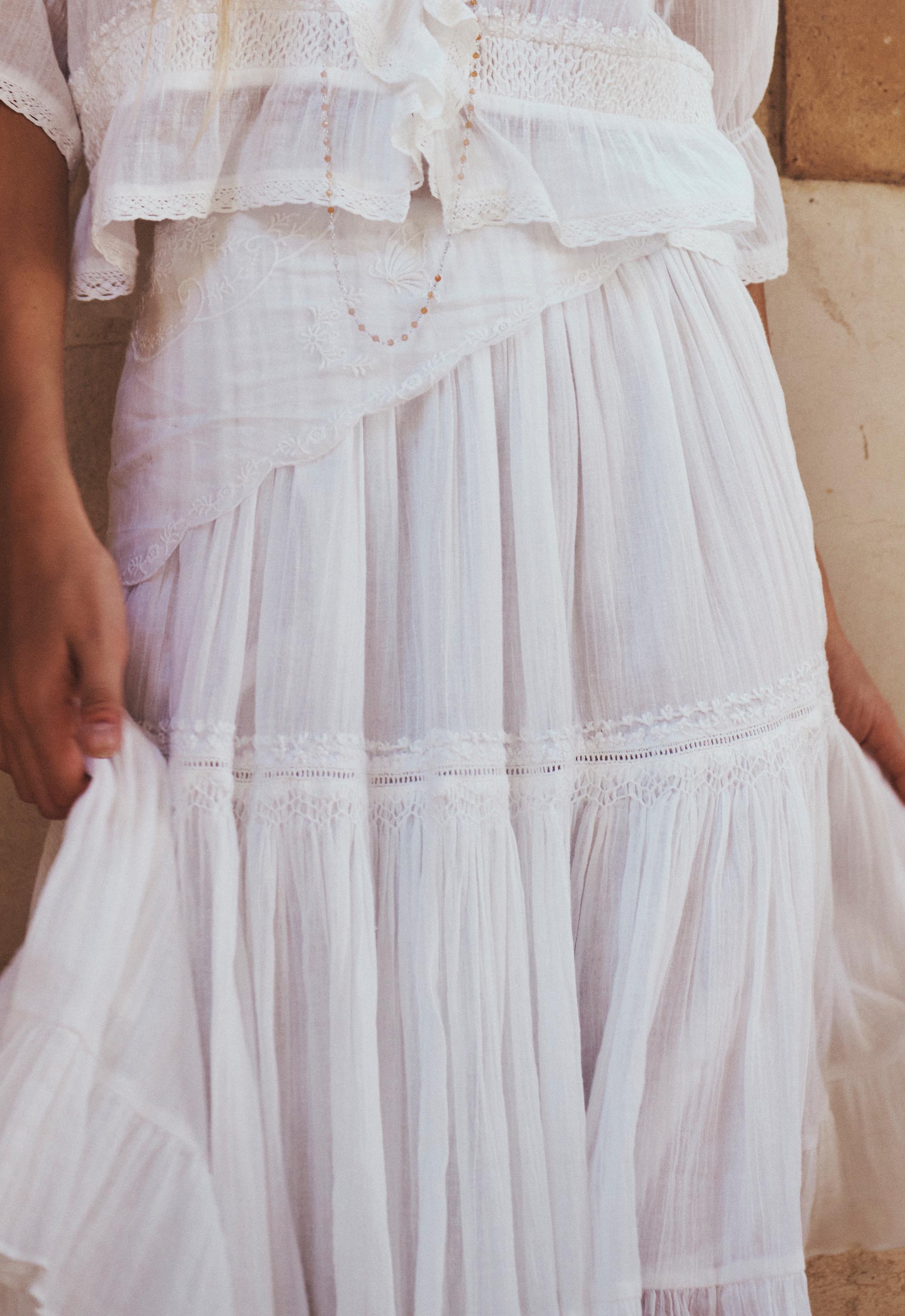 Prairie Midi Skirt - Whisper White