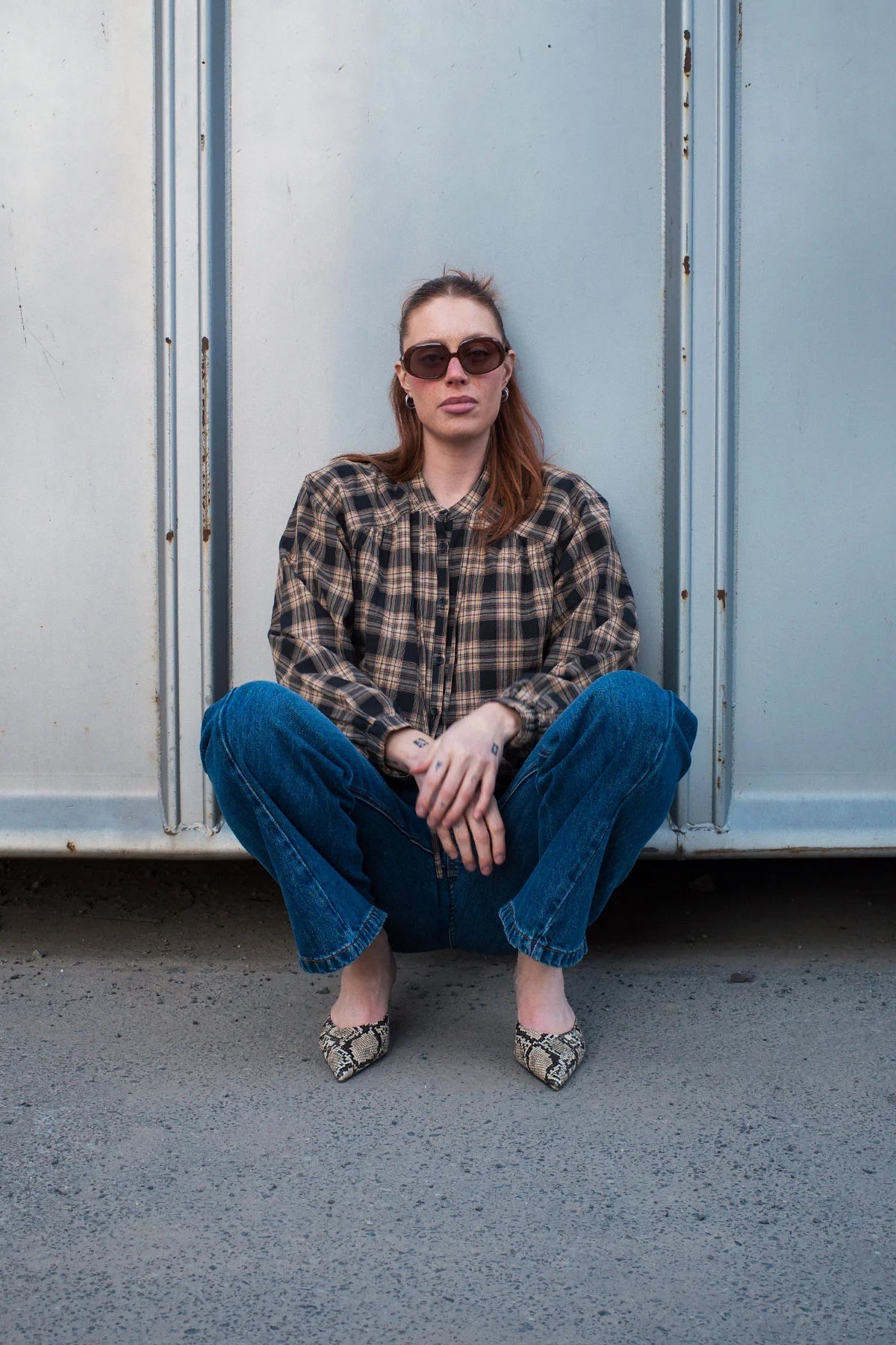 Cora Long Sleeve Blouse - Tobacco Plaid