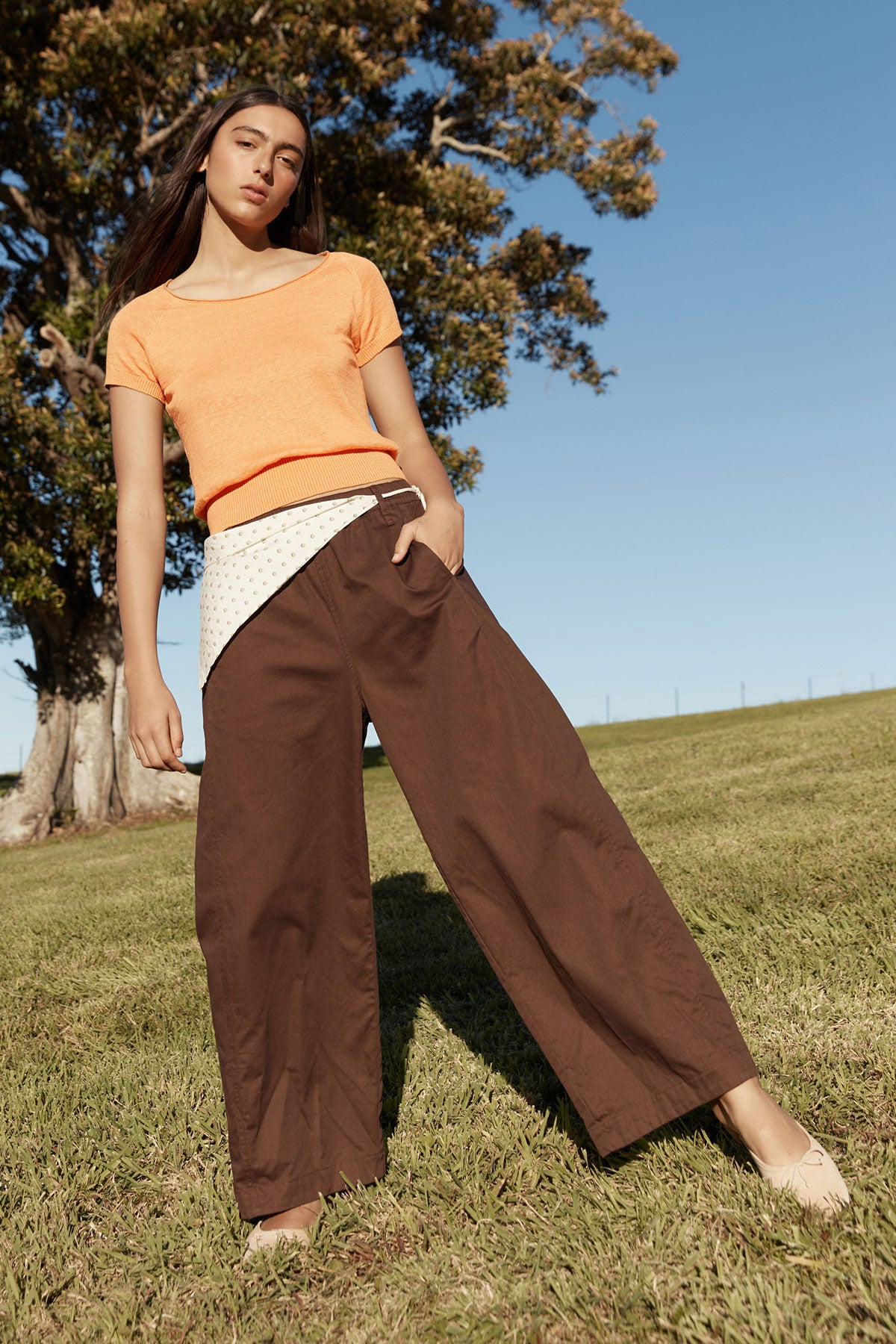 Sera Linen Knit Top - Tangerine