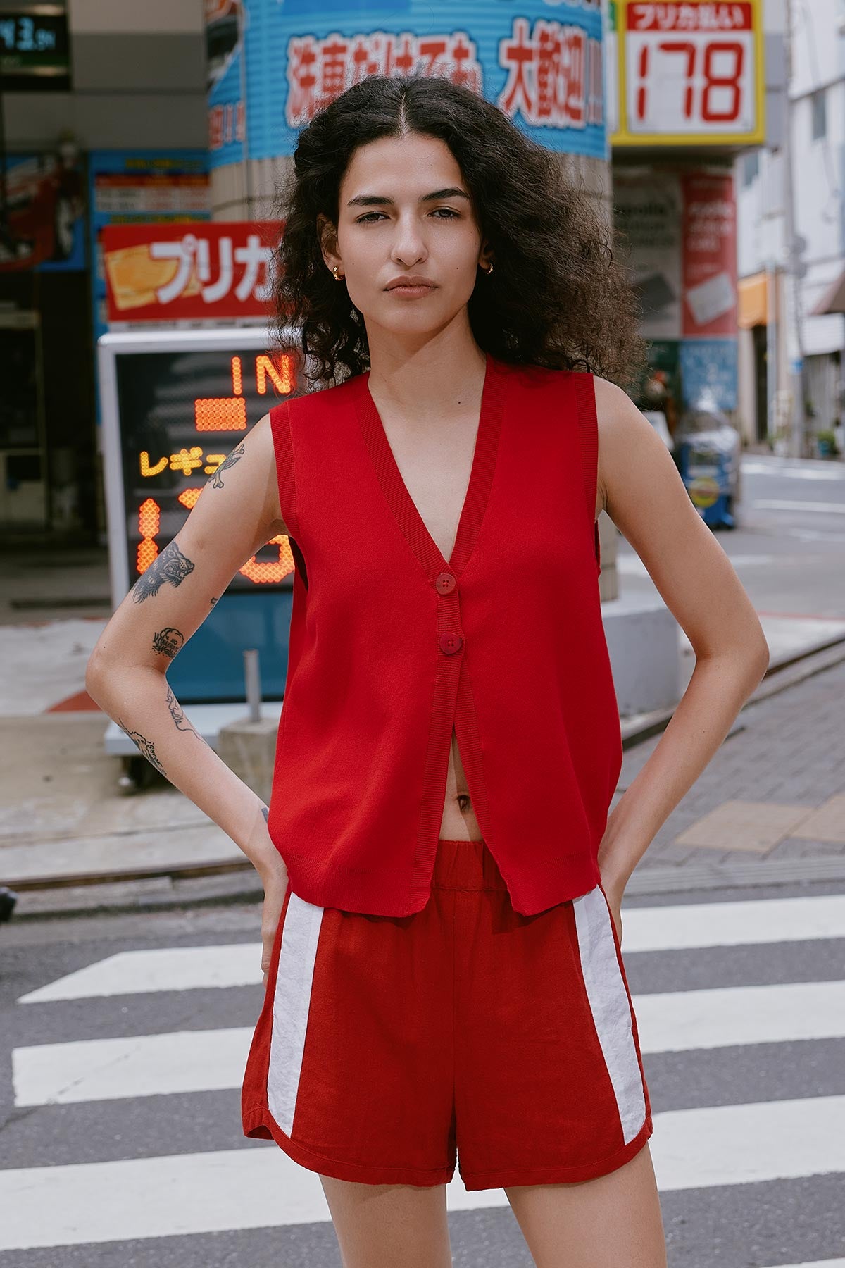 Simone Linen Shorts - Red