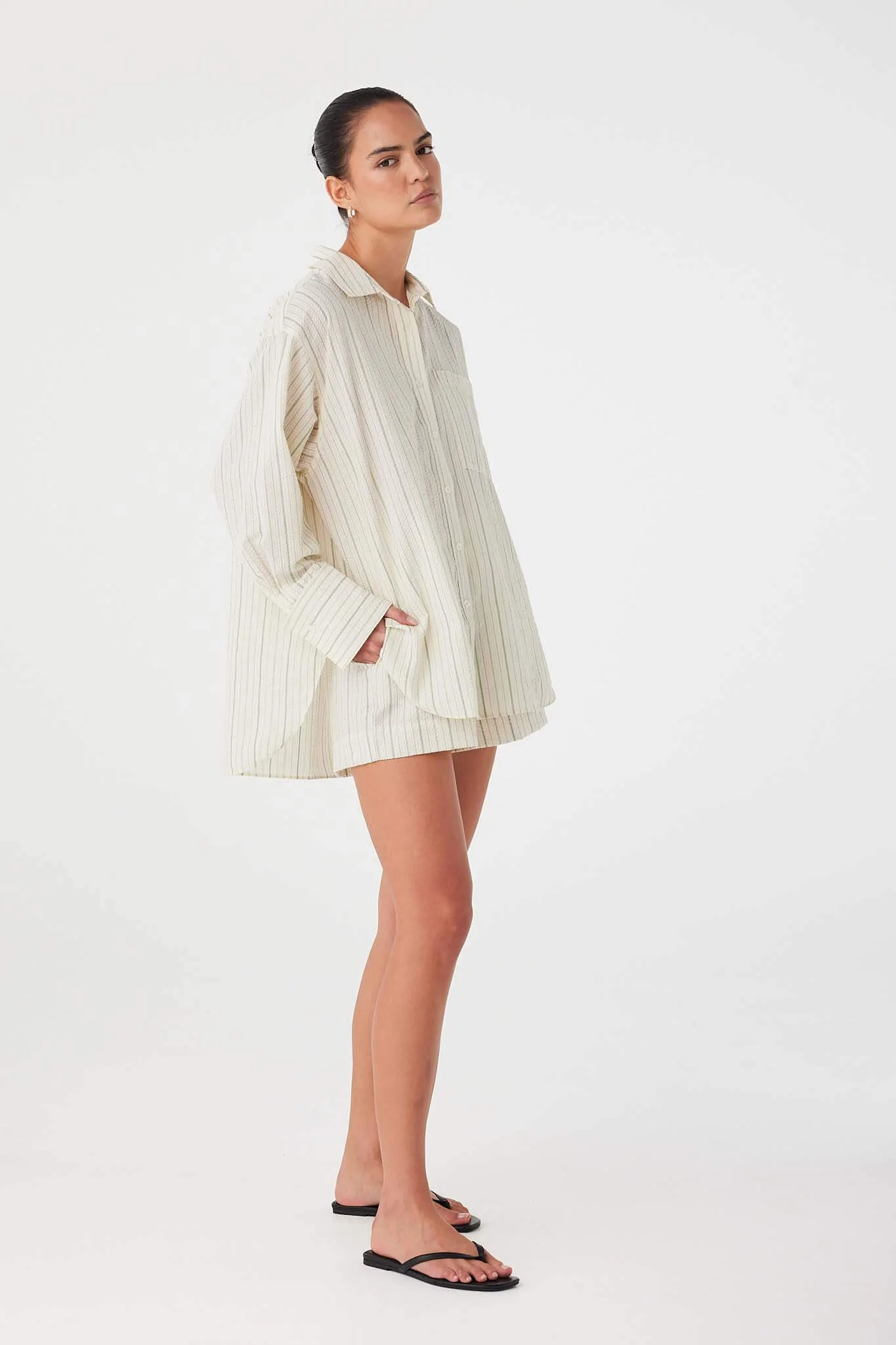 Rae Boxer Short - Olive Stripe