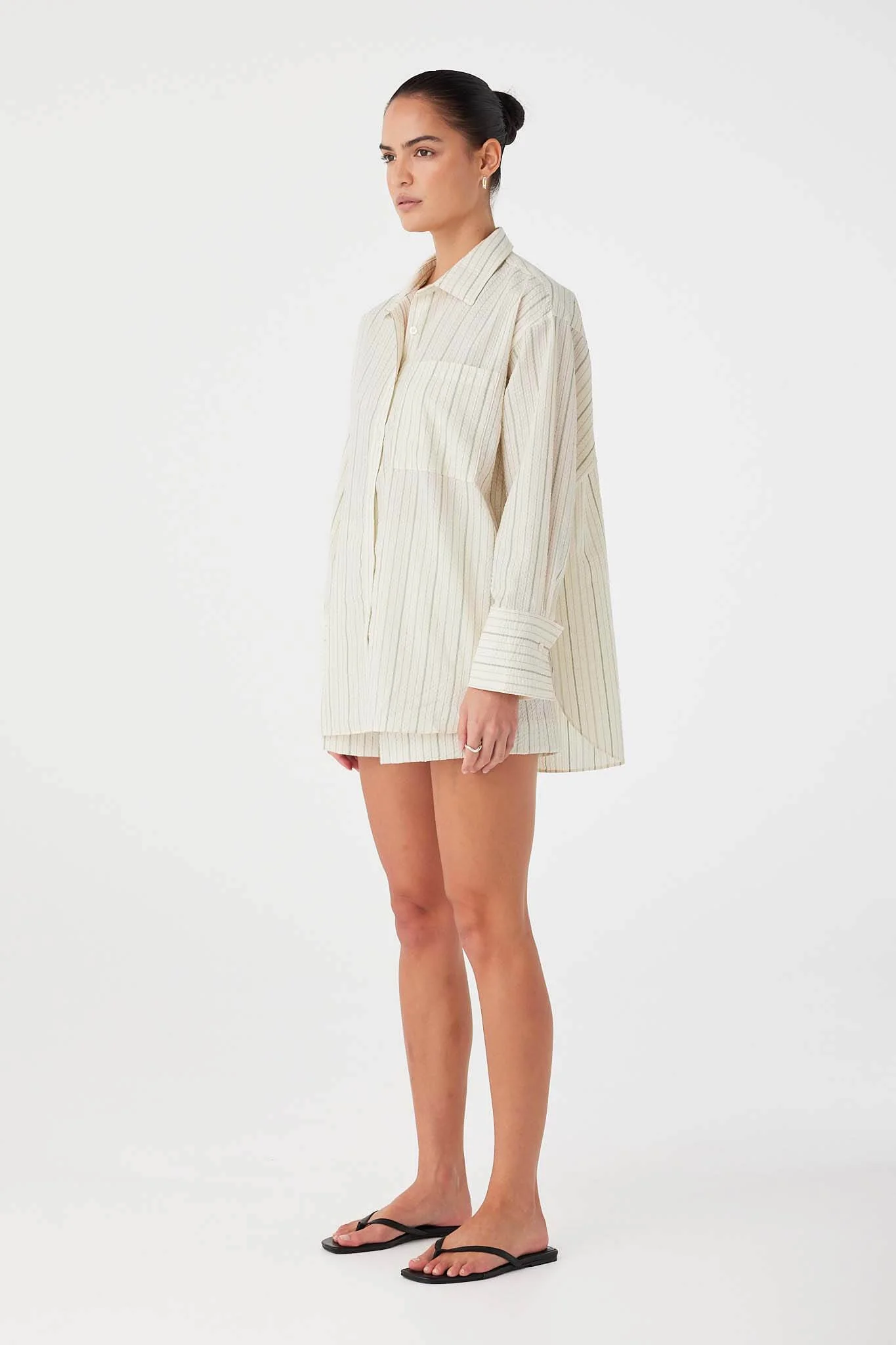 Rae Boxer Short - Olive Stripe