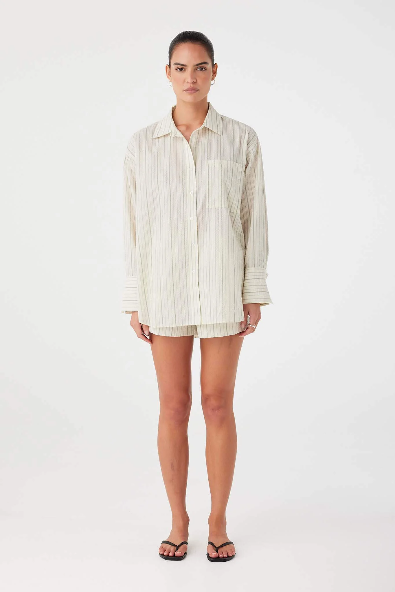 Rae Boxer Short - Olive Stripe