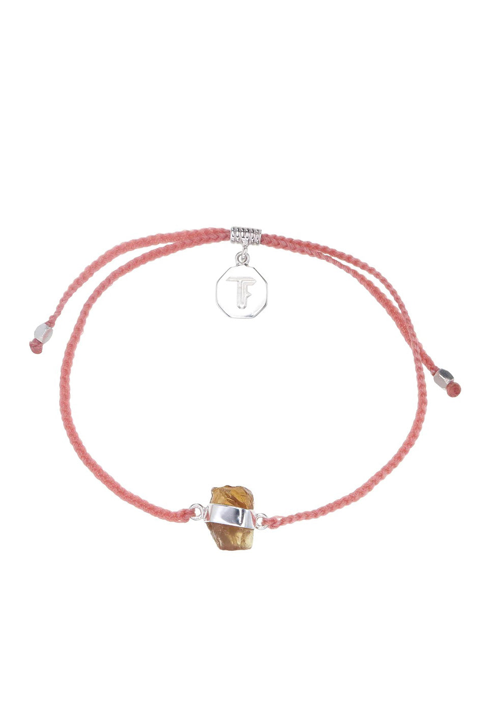 Citrine Crystal Bracelet | Salmon - Silver