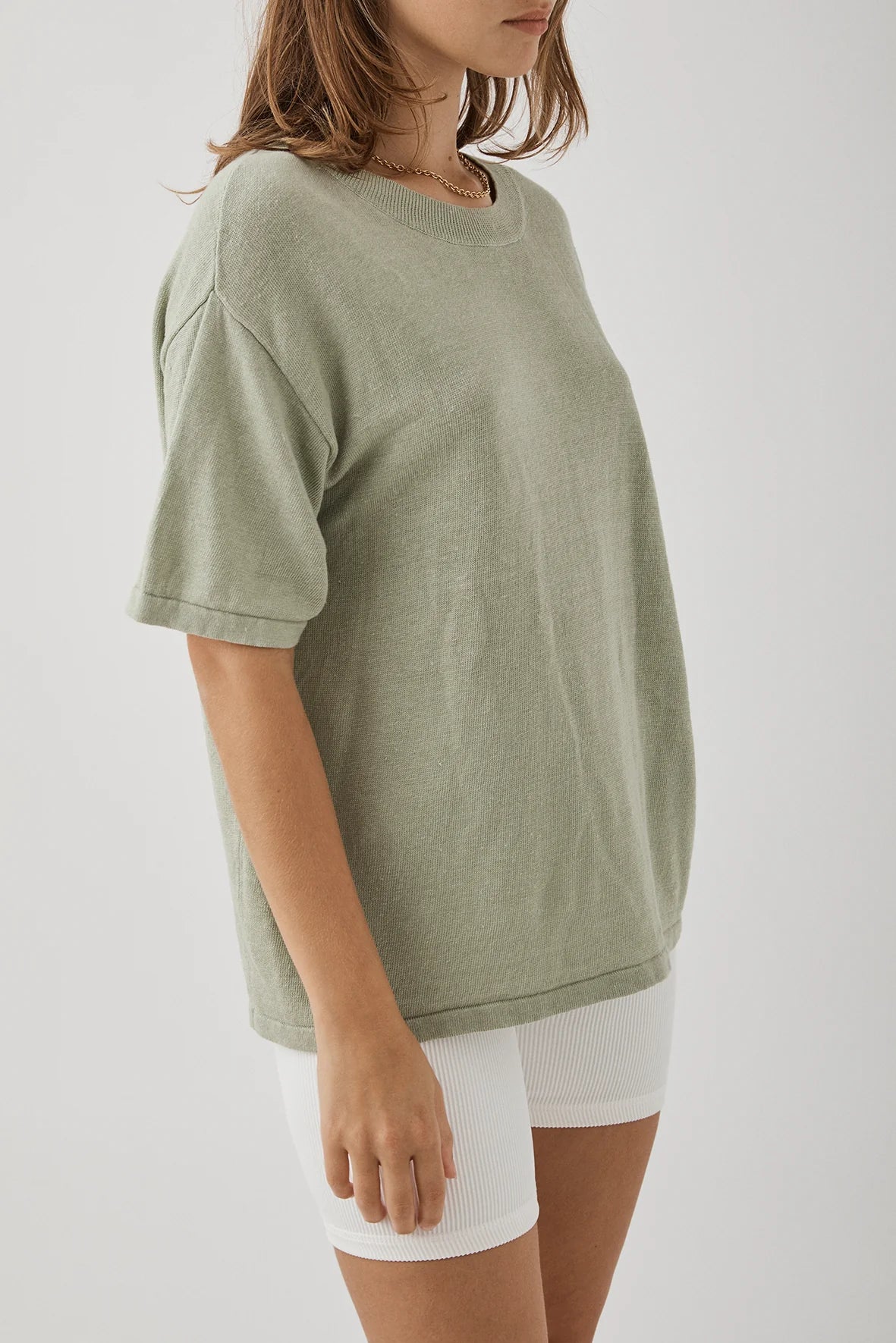 Hugo Linen Knit T-Shirt - Aloe