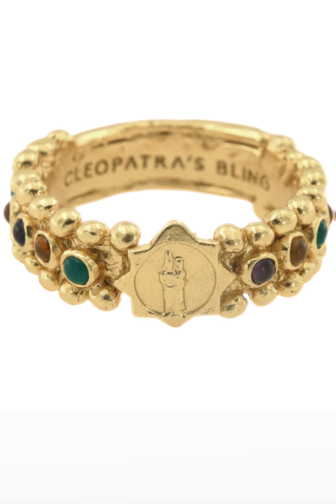 Dina Clarenza Ring with Tricolour Gems - Gold