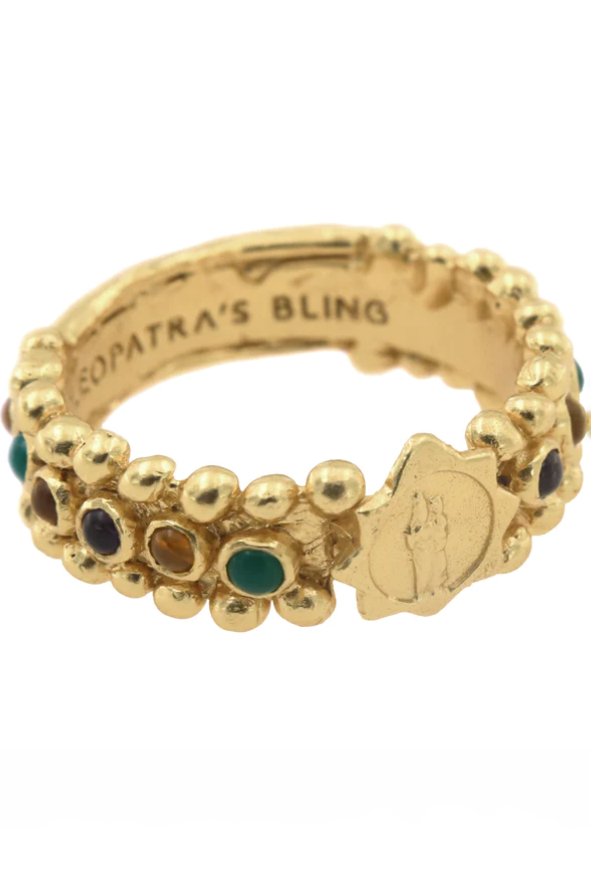 Dina Clarenza Ring with Tricolour Gems - Gold