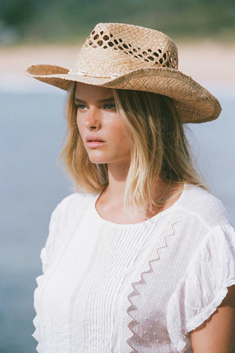 Seashells Cowboy Hat - Natural