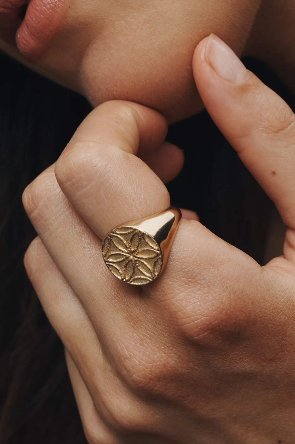 Seed Of Life Seal Ring - Gold