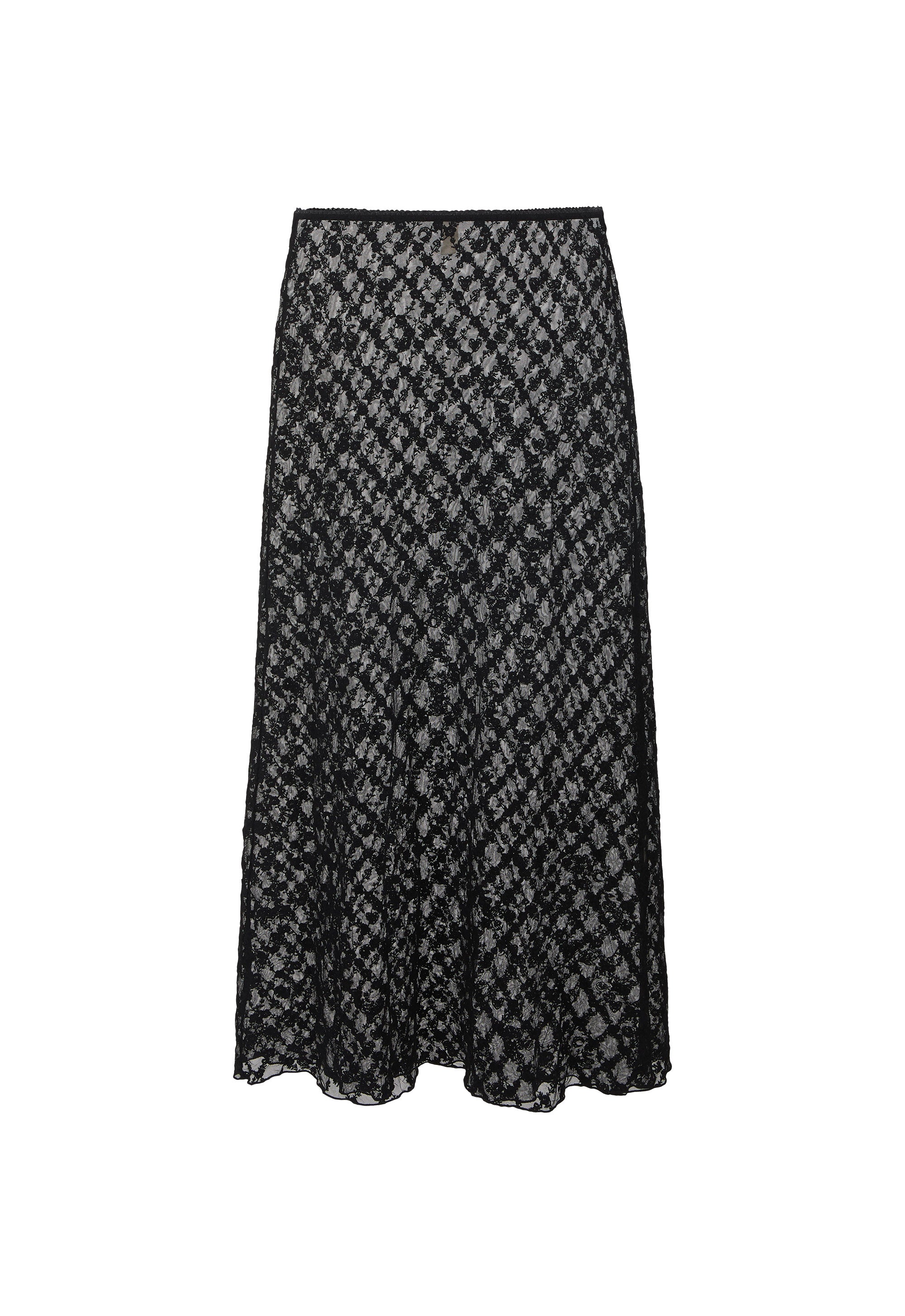Serpent Lace Maxi Skirt - Noir