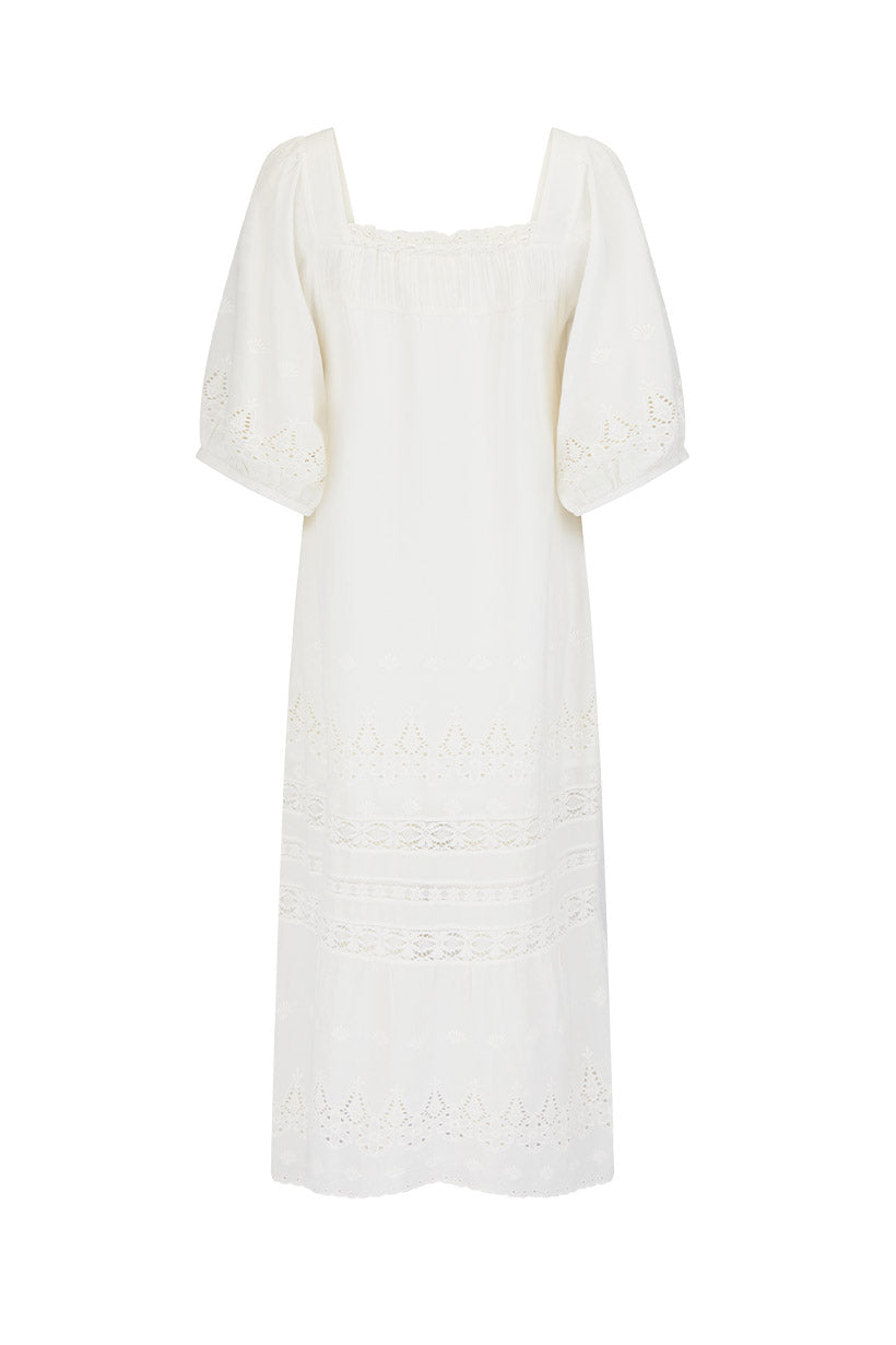 Maiden Lace Midi Dress - White