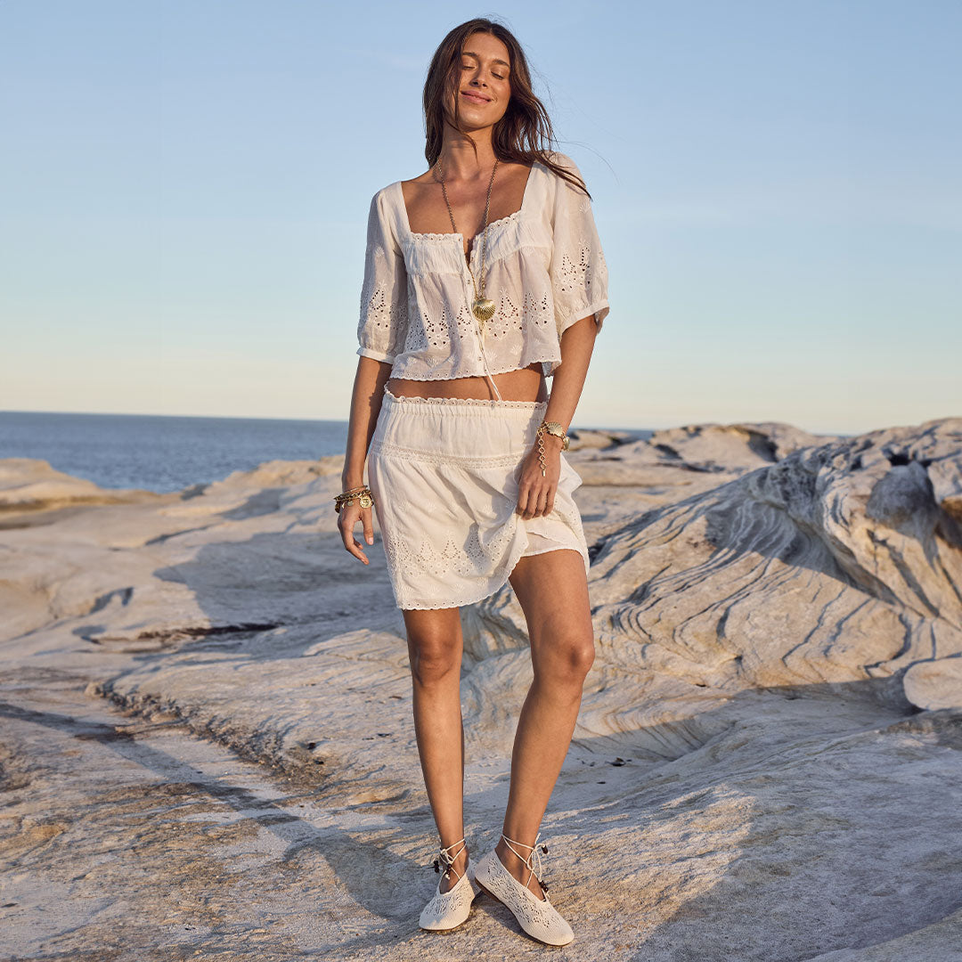 Maiden Lace Mini Skirt - White