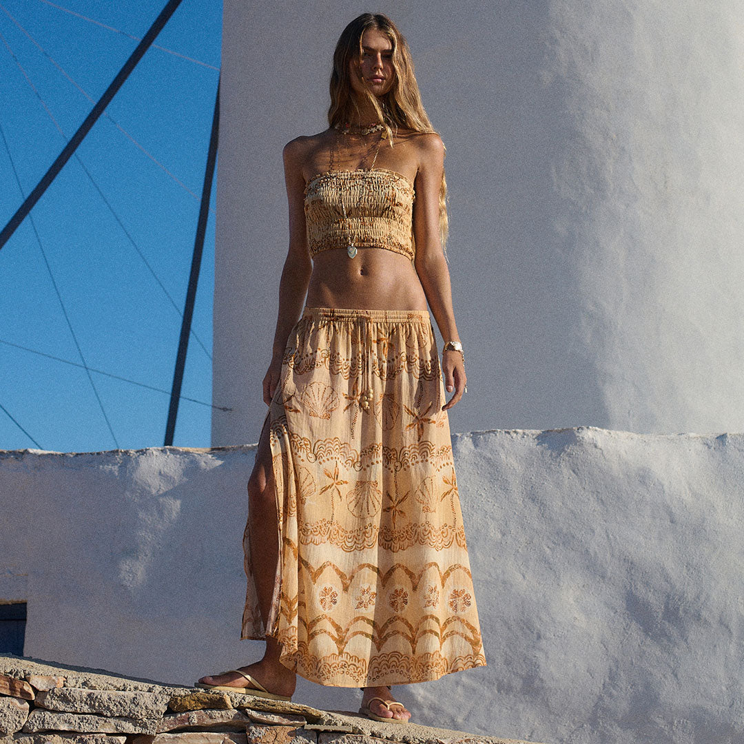 Mermaid Cove Midi Skirt - Tan