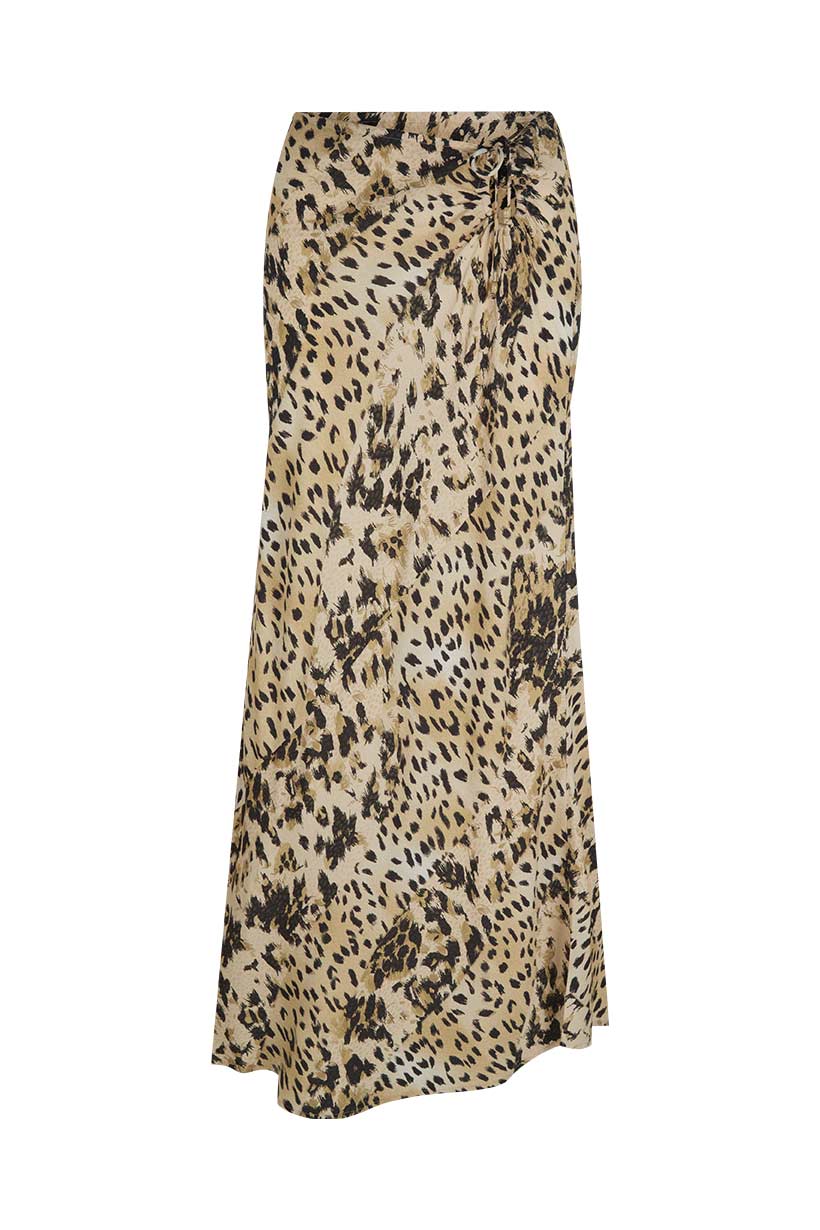 Snow Leopard Bias Maxi Skirt - Animal