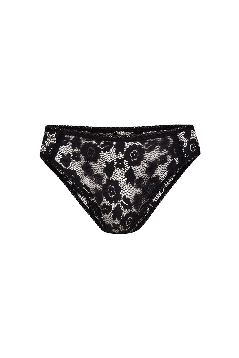 Lux Lisbon Lace Brief - Onyx (RESTOCKED SIZES!)