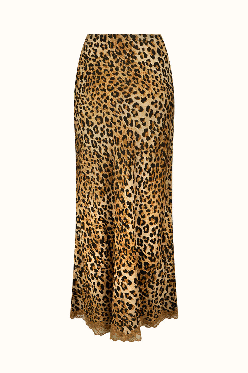 Samantha Bias Skirt - Vintage Leopard