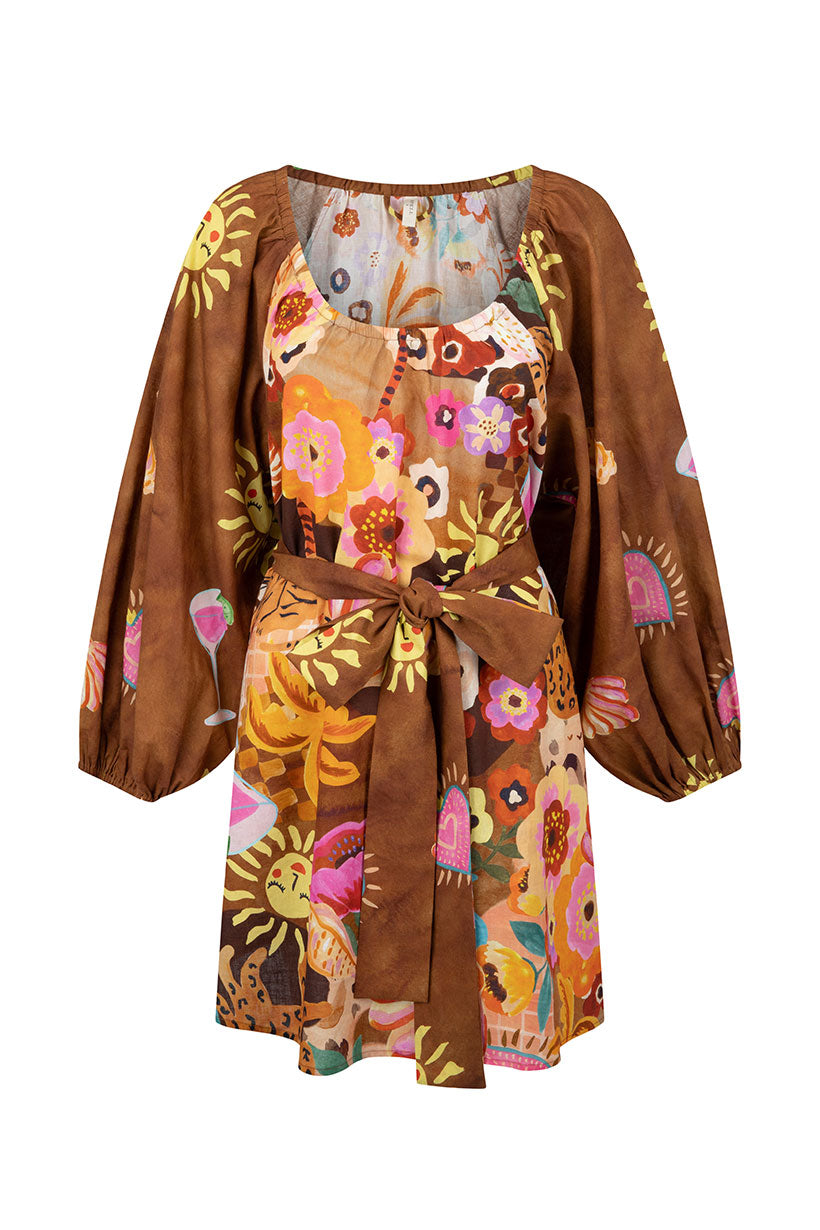Birth Of Venus Tunic Dress - Caramel