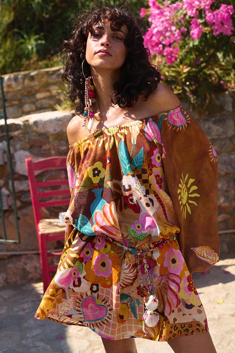 Birth Of Venus Tunic Dress - Caramel