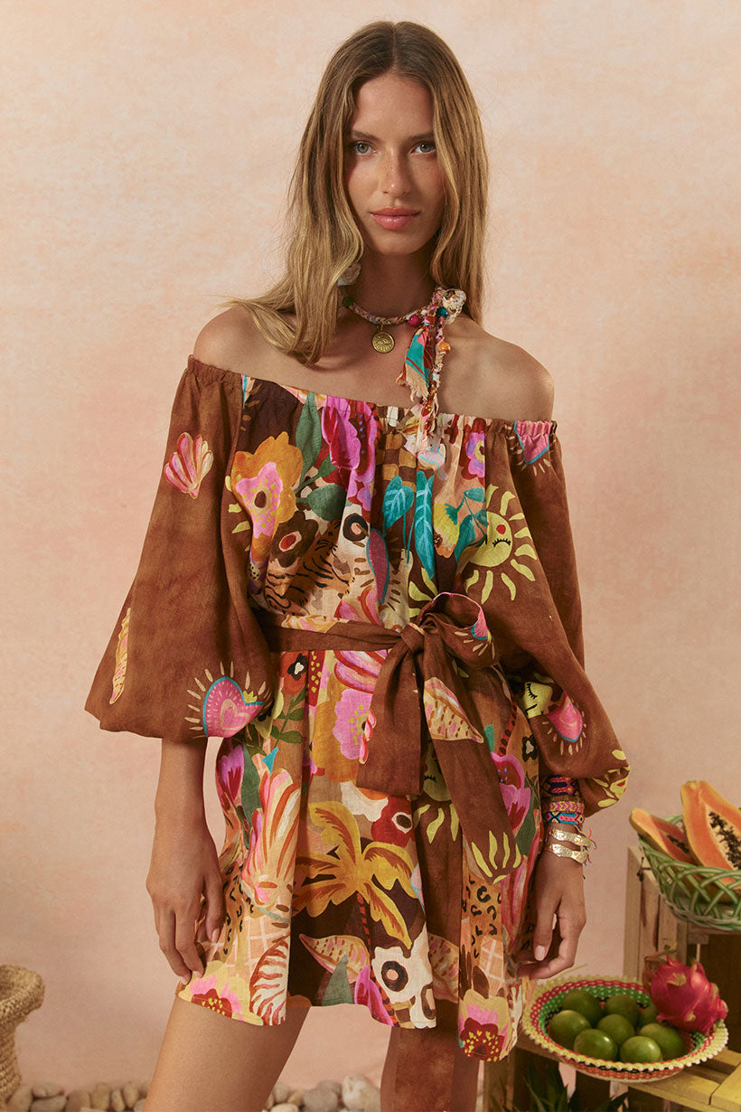 Birth Of Venus Tunic Dress - Caramel