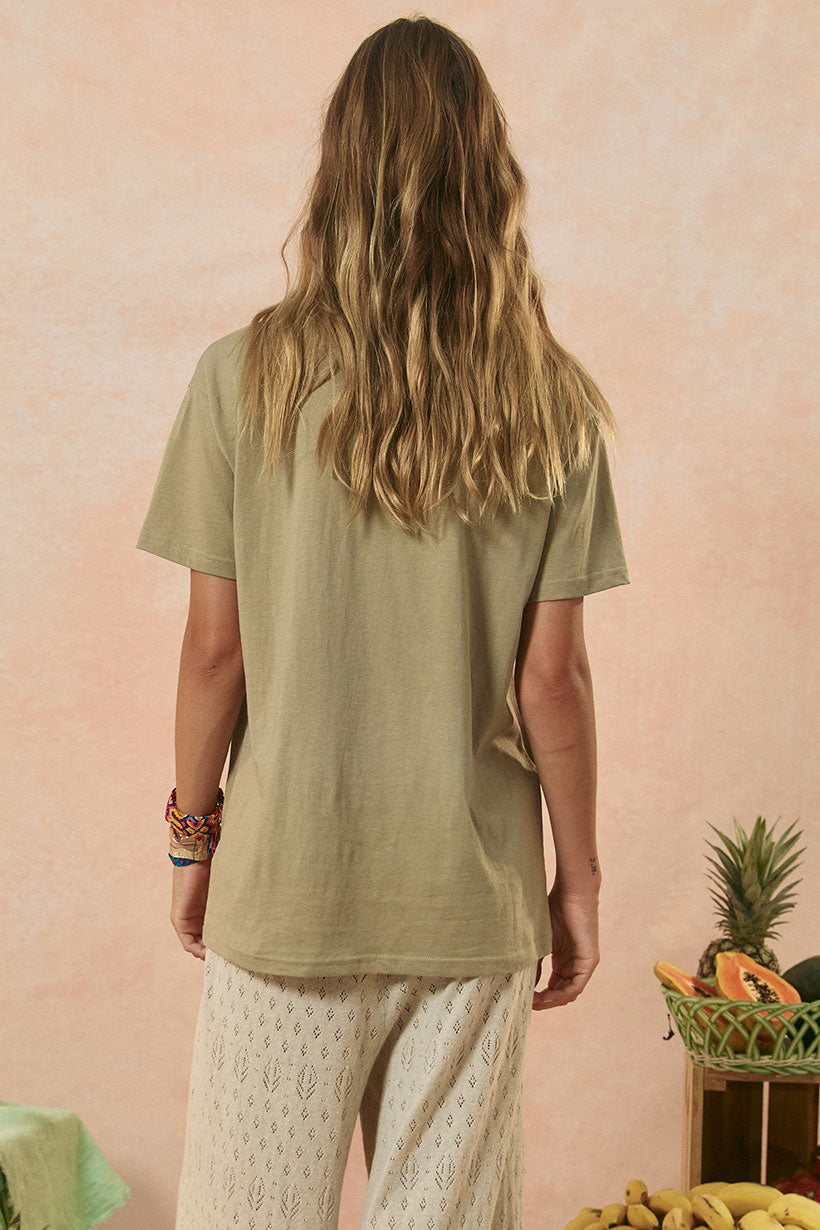 Mermaid Truckstop Biker Tee - Khaki