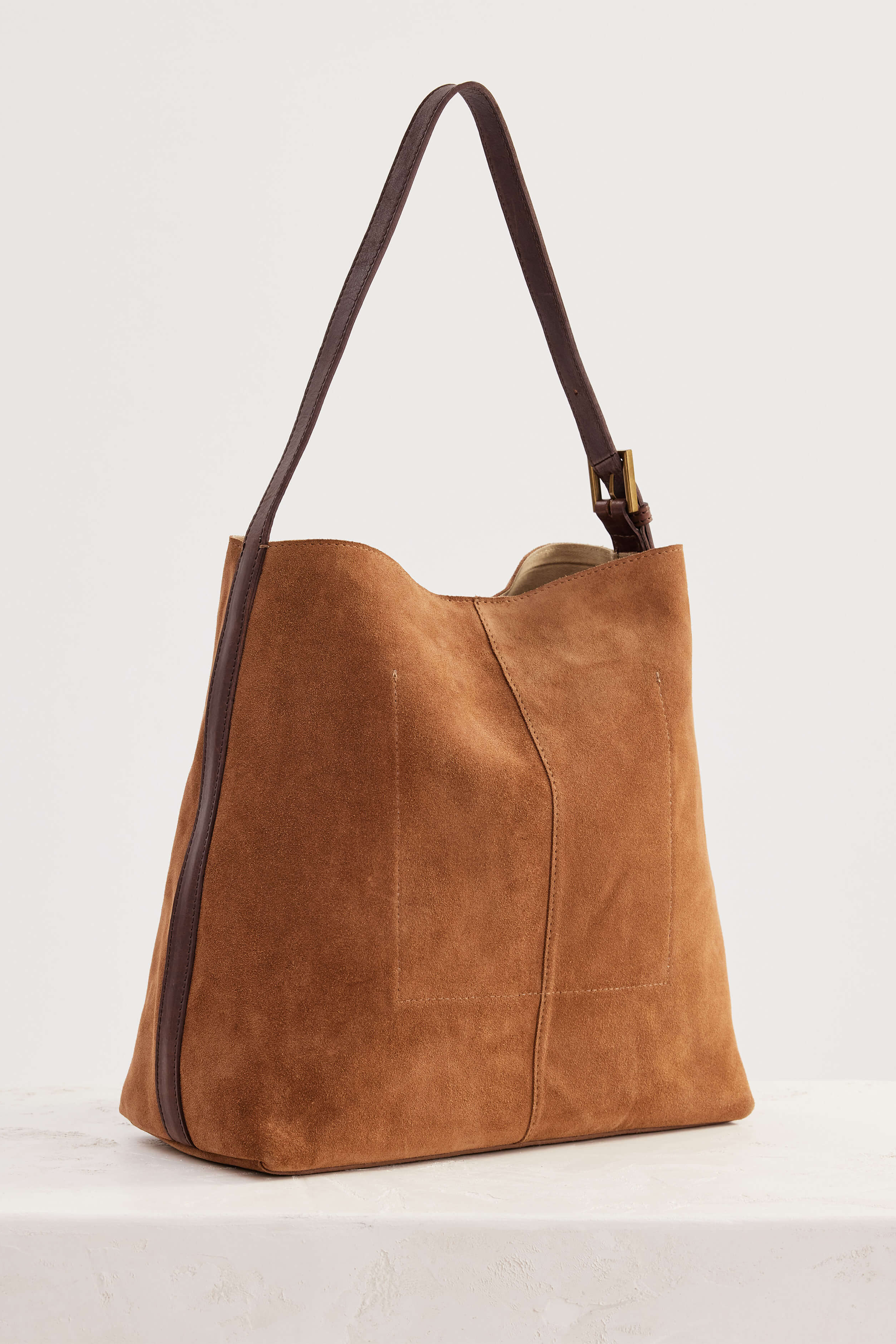 Suede Cabas Tote - Camel