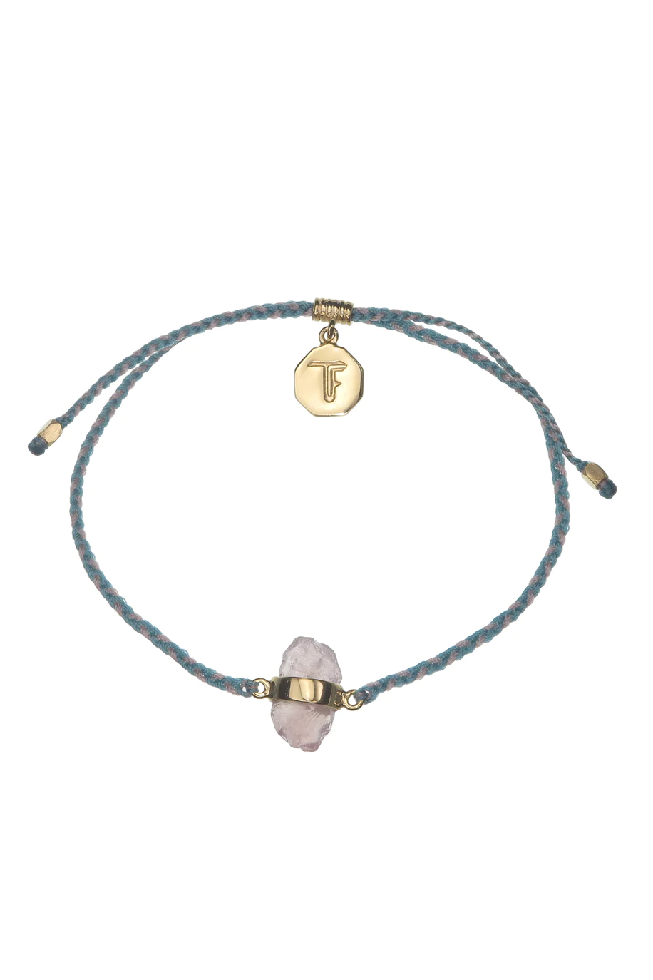 Rose Quartz Bracelet | Teal and Dusty Pink - Gold