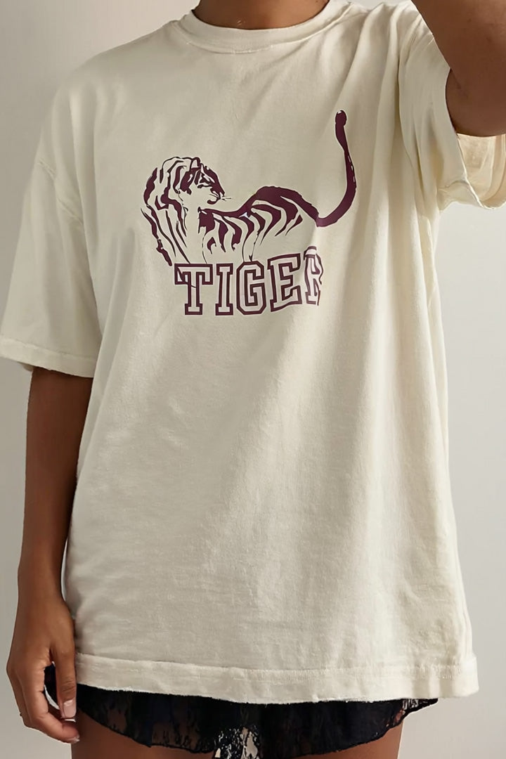 Tiger Tee Oversized - Cream/Wine