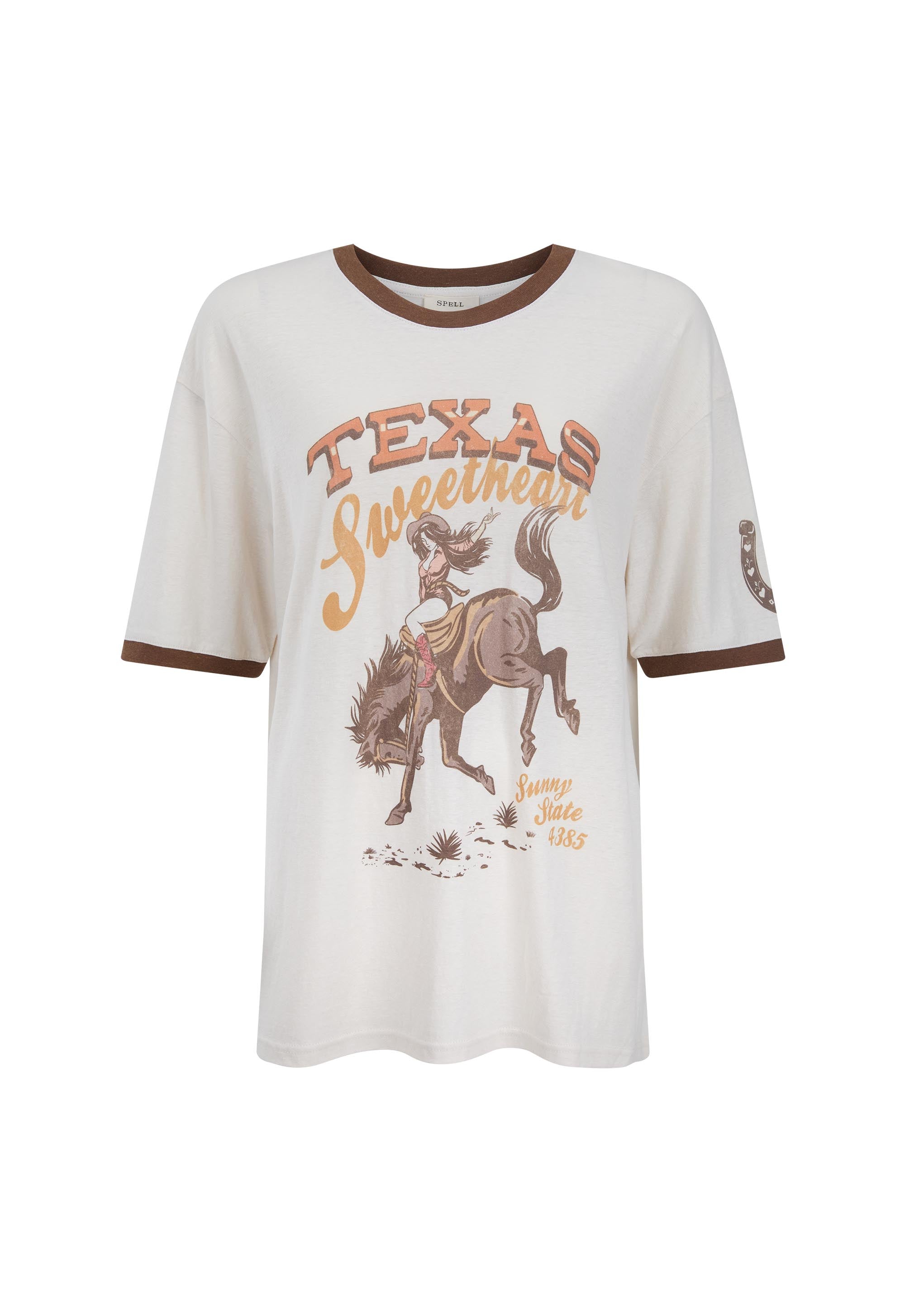Texas Sweetheart Oversized Biker Tee - Vintage Cream