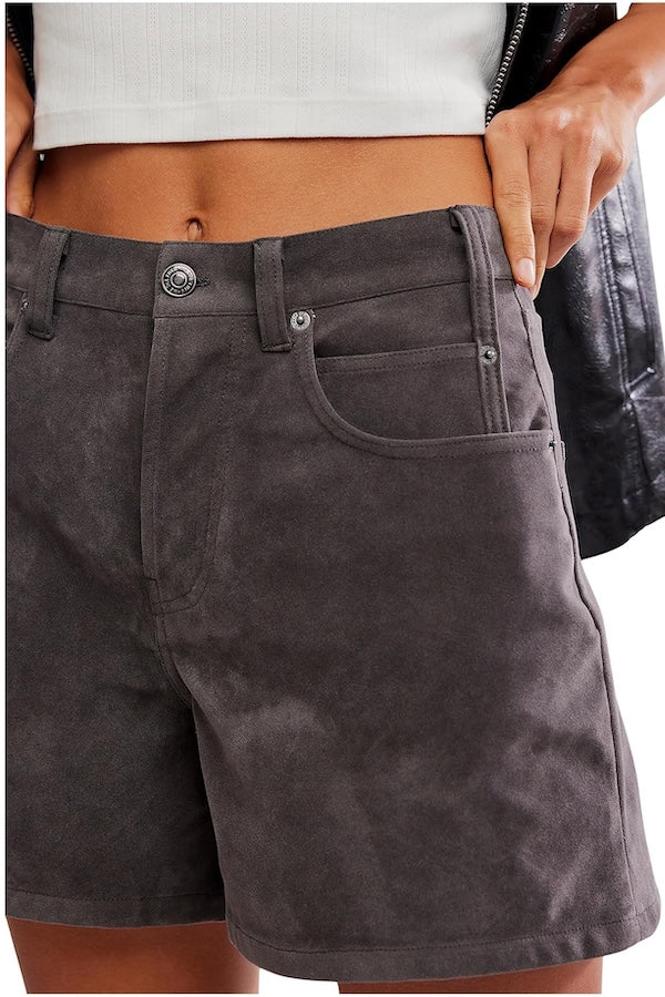 Tippi Vegan Suede Short - Dark Grey