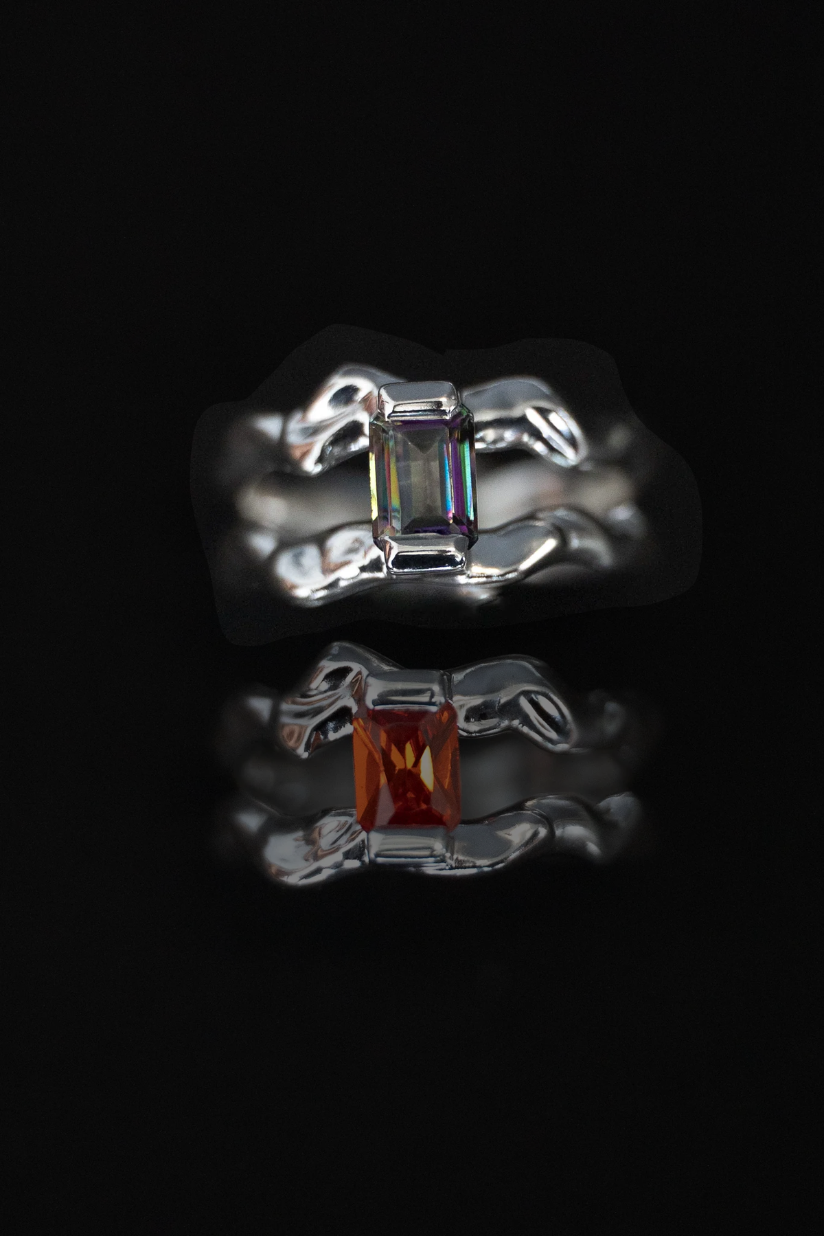 Twin Ring - Rainbow Topaz