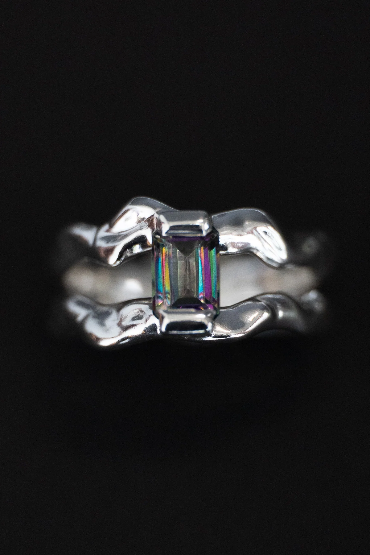 Twin Ring - Rainbow Topaz