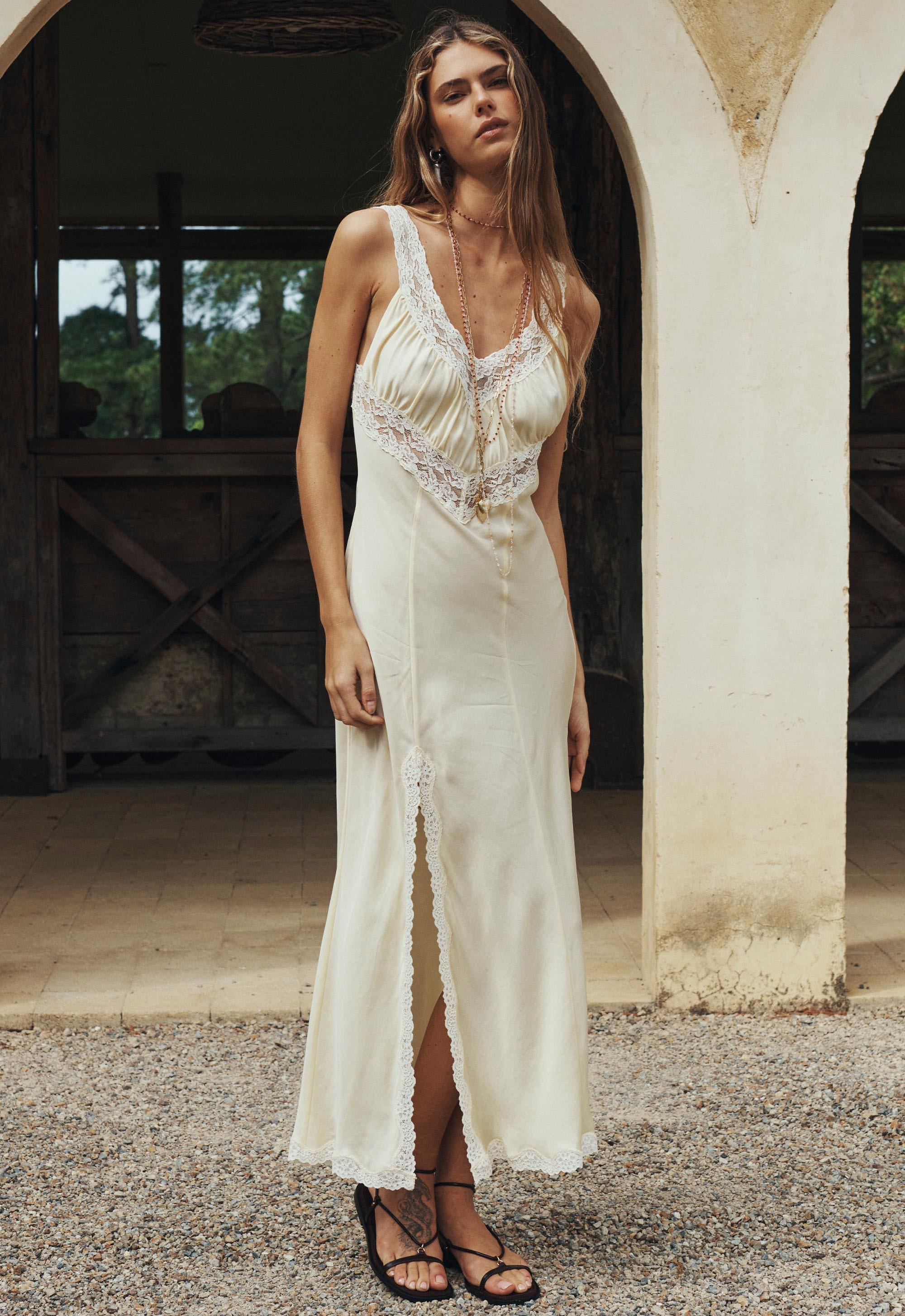 Vina Lace Slip Dress - Buttermilk