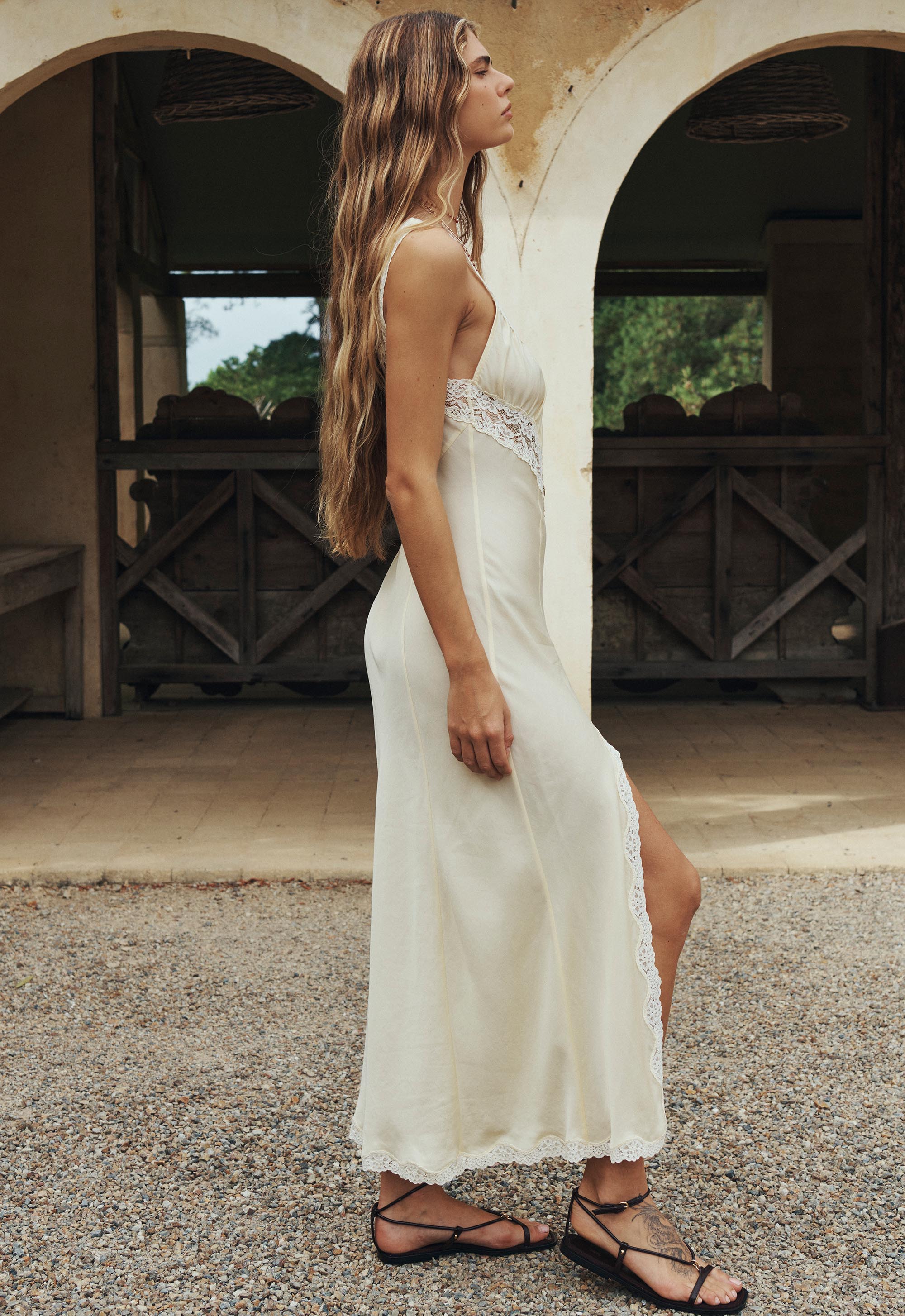 Vina Lace Slip Dress - Buttermilk