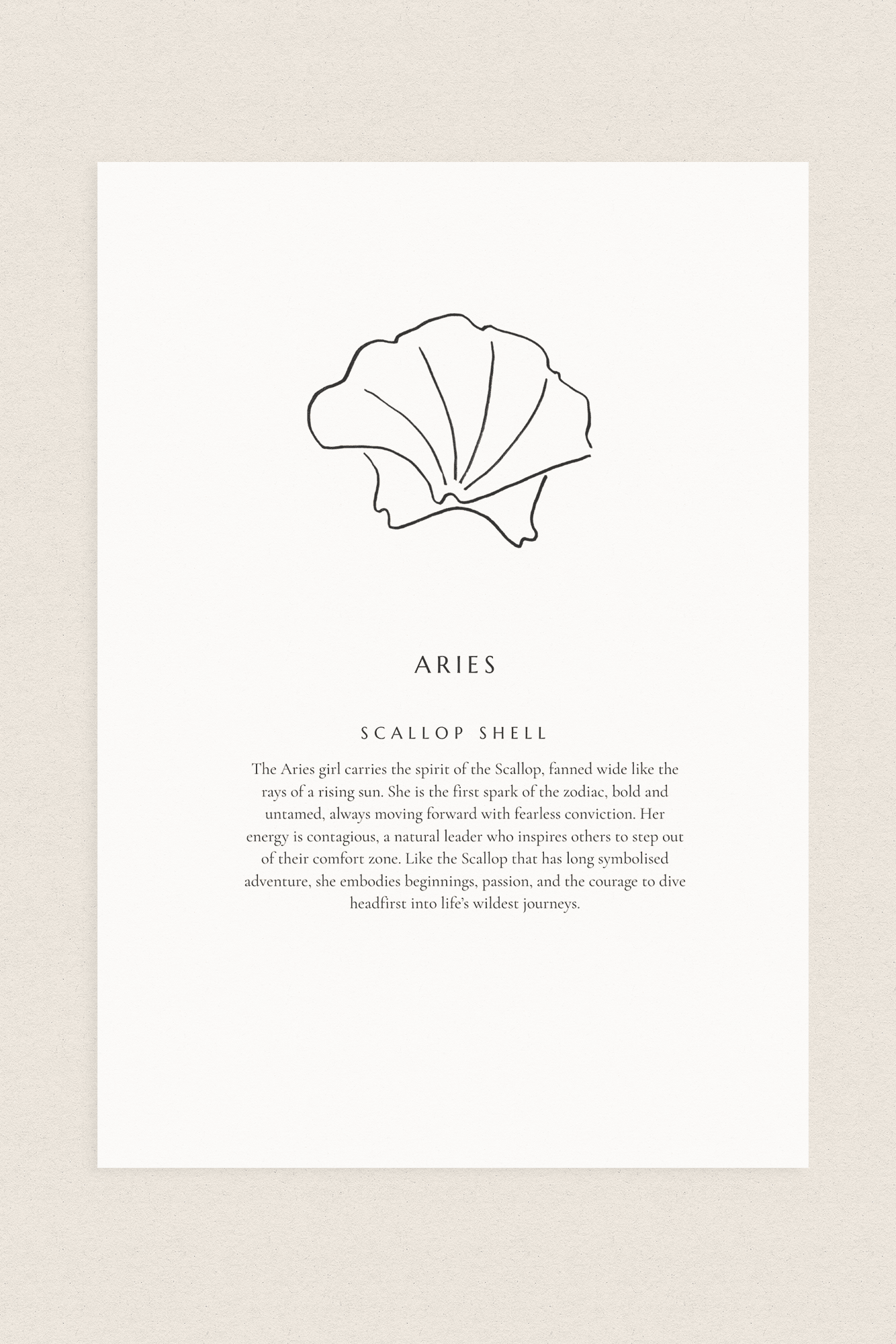 Aries Zodiac Shell Print – Scallop - Prints - The Freedom State - Women's fashion at The Freedom State