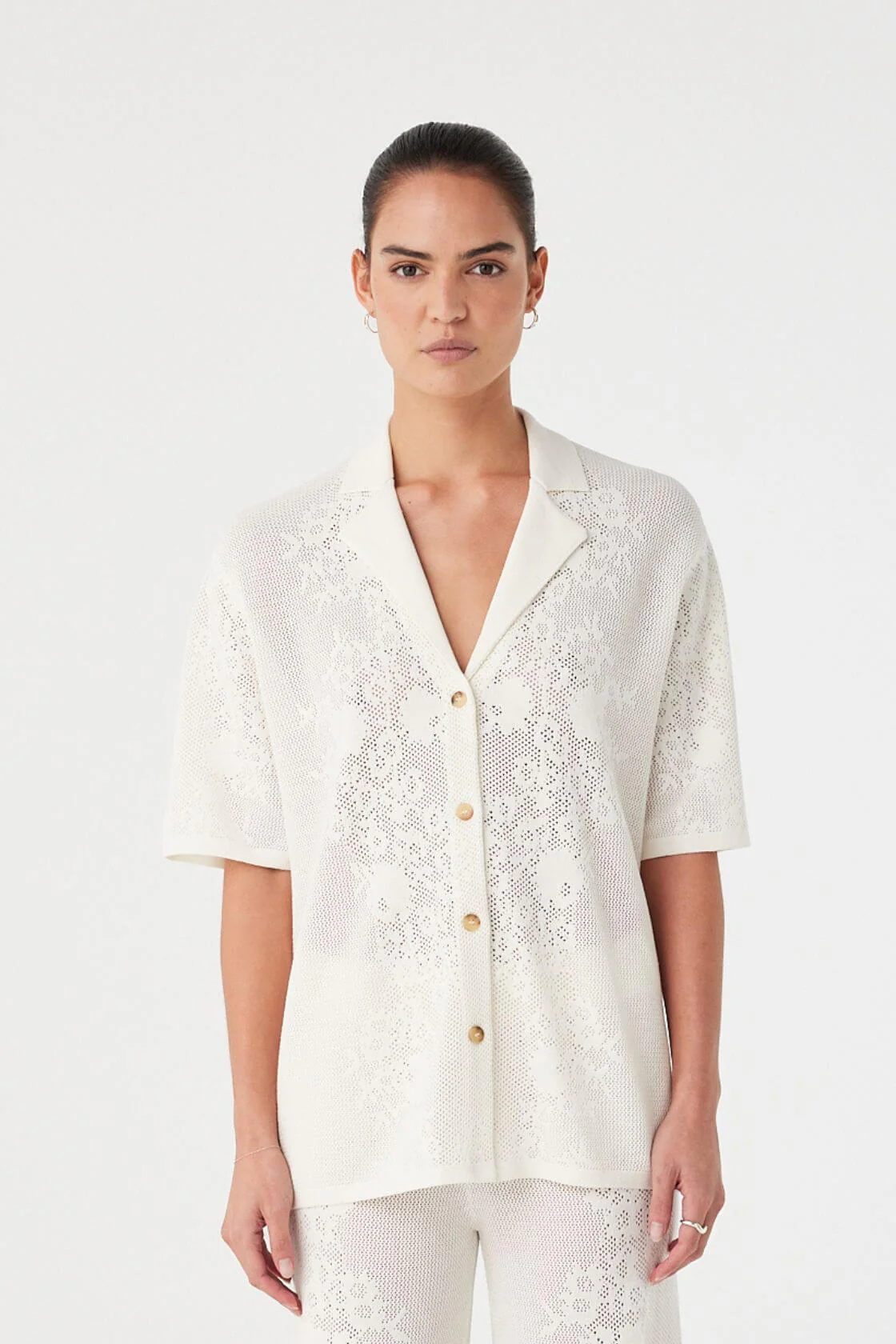 Aster Crochet Shirt - Cream