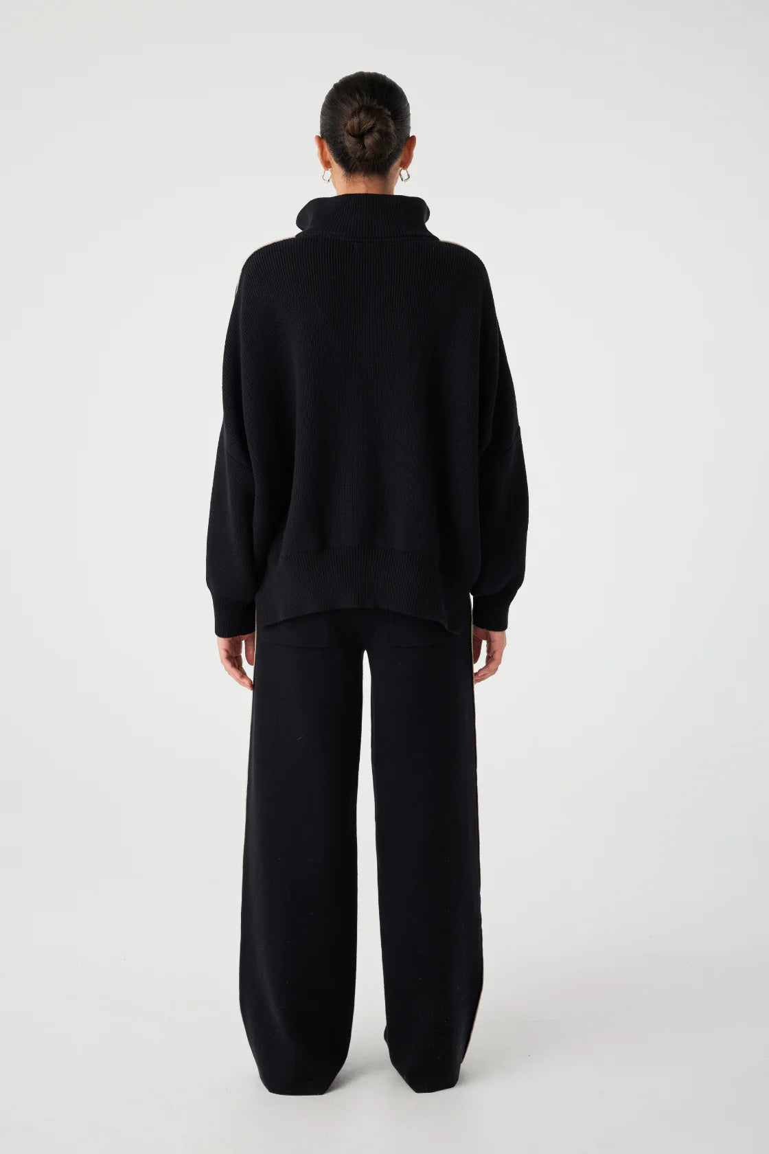 Milan Zip Sweater - Black/Taupe