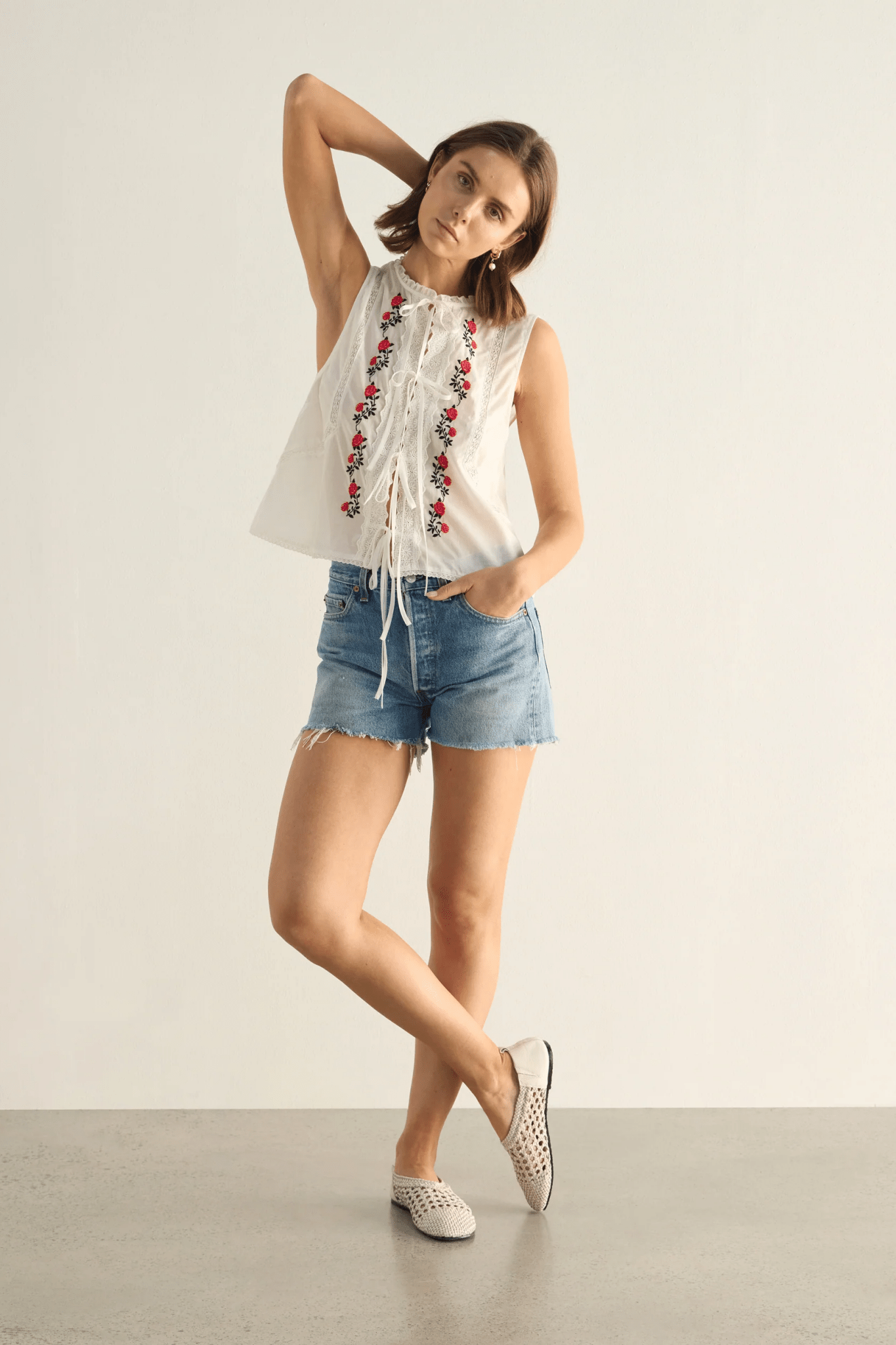 Bellamy Embroidered Blouse - White - Fashion Tops - Auguste The Label