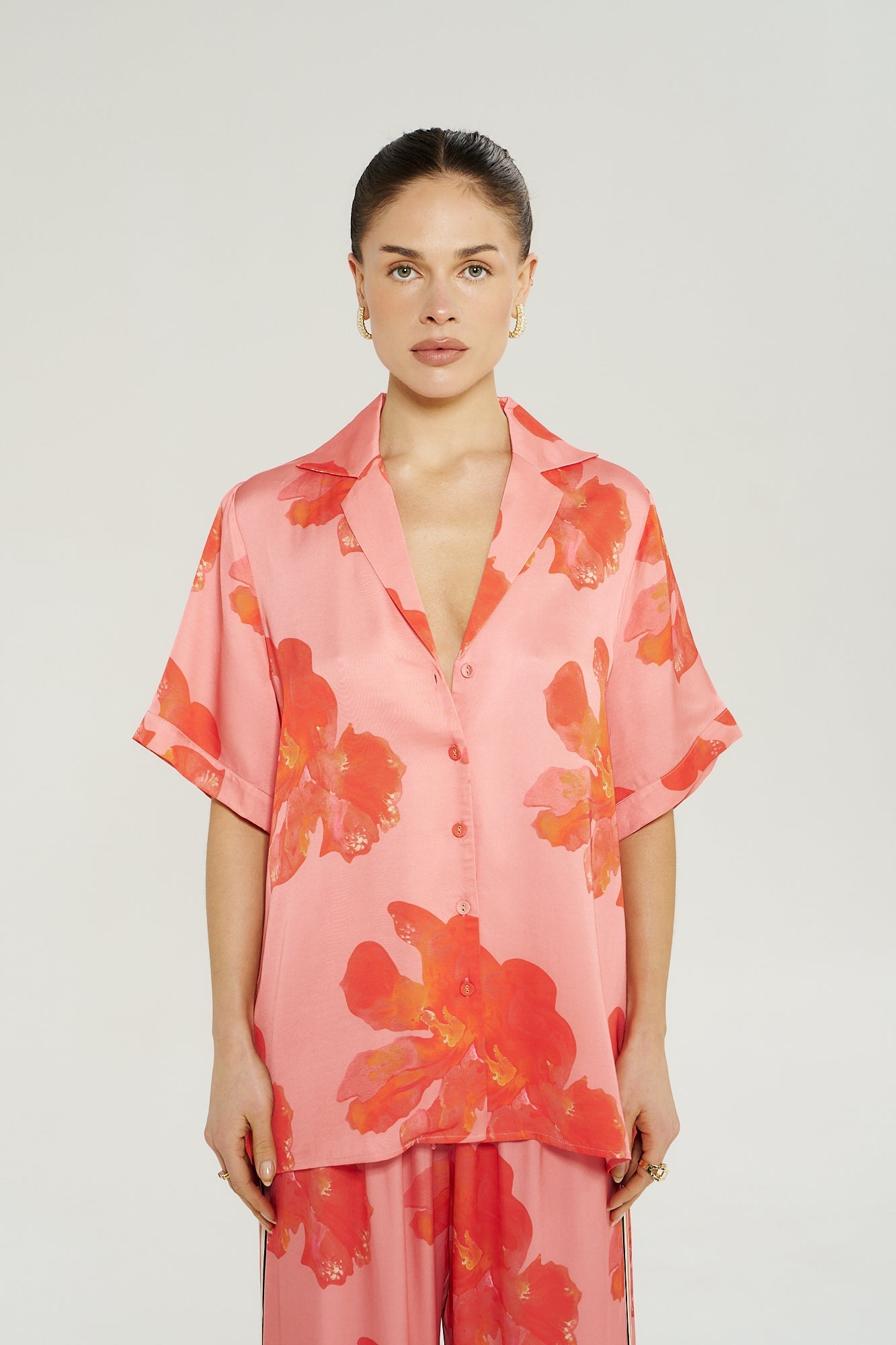Button Up SS Shirt - Peach Petals - Shirts - Summi Summi - Women's fashion at The Freedom State