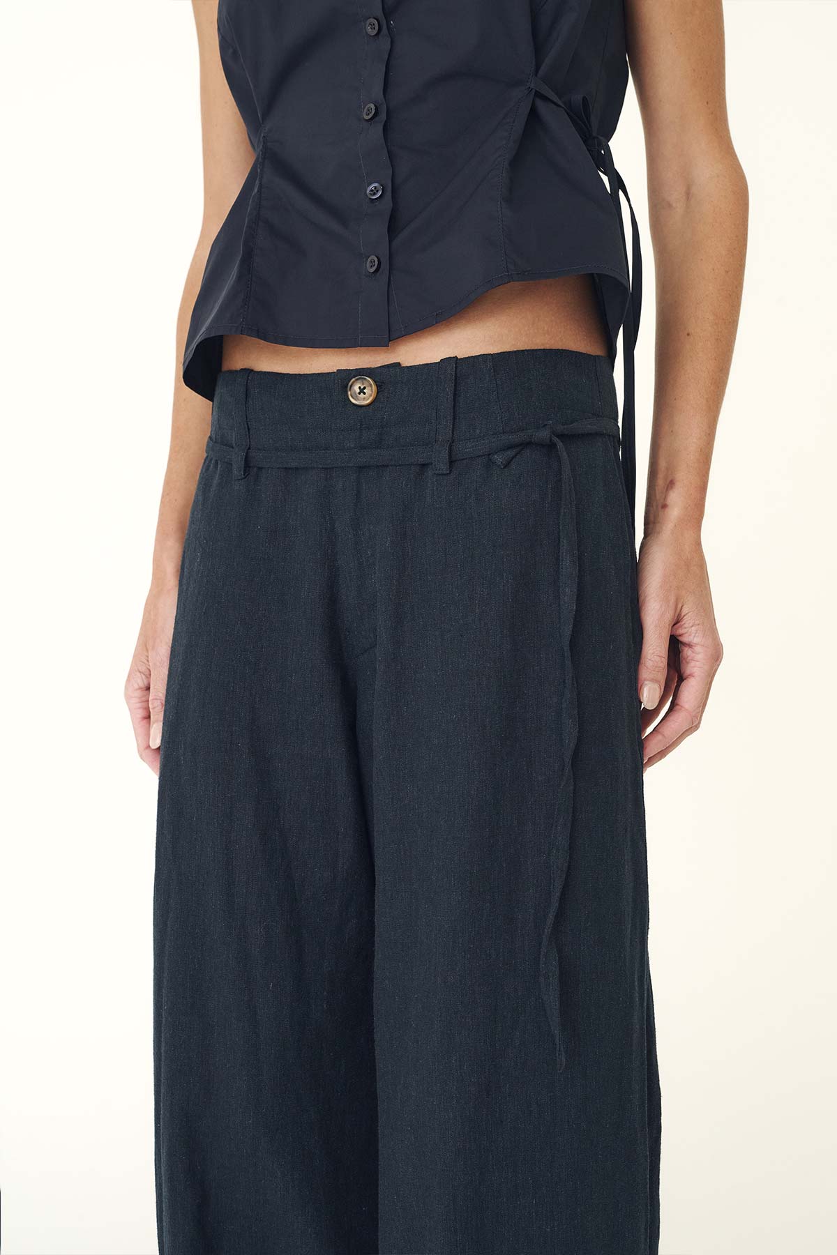 Carlotta Linen Curve Pants - Ink - Pants - Rowie The Label - Women's fashion at The Freedom State