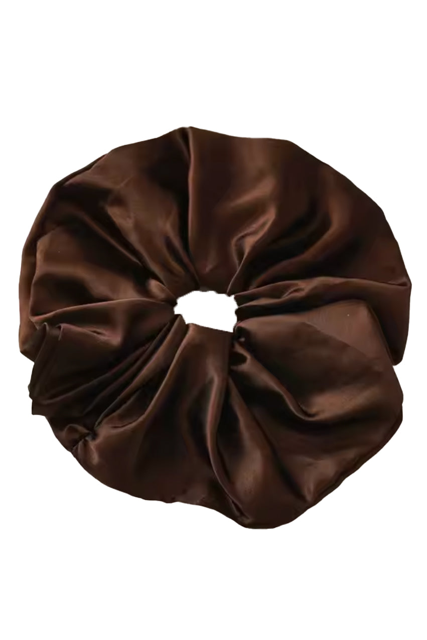 Oversized Satin Scrunchie - Choc
