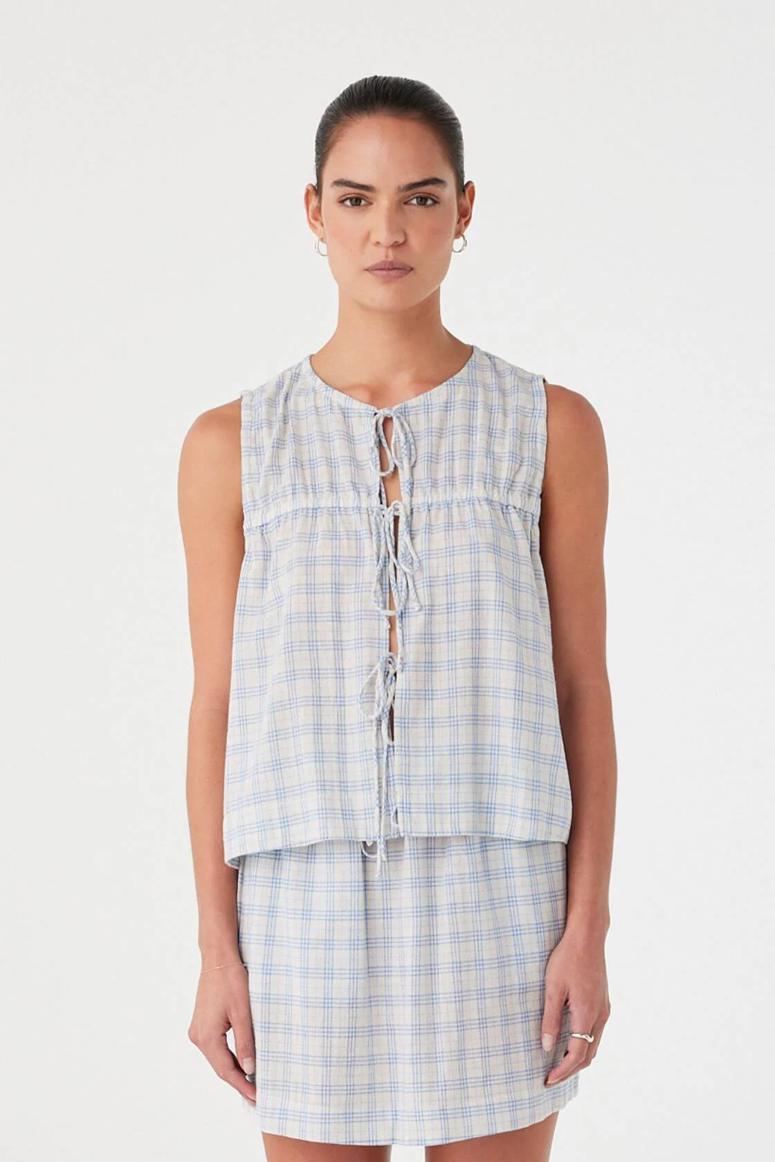 Camille Skirt - Powder Blue Check