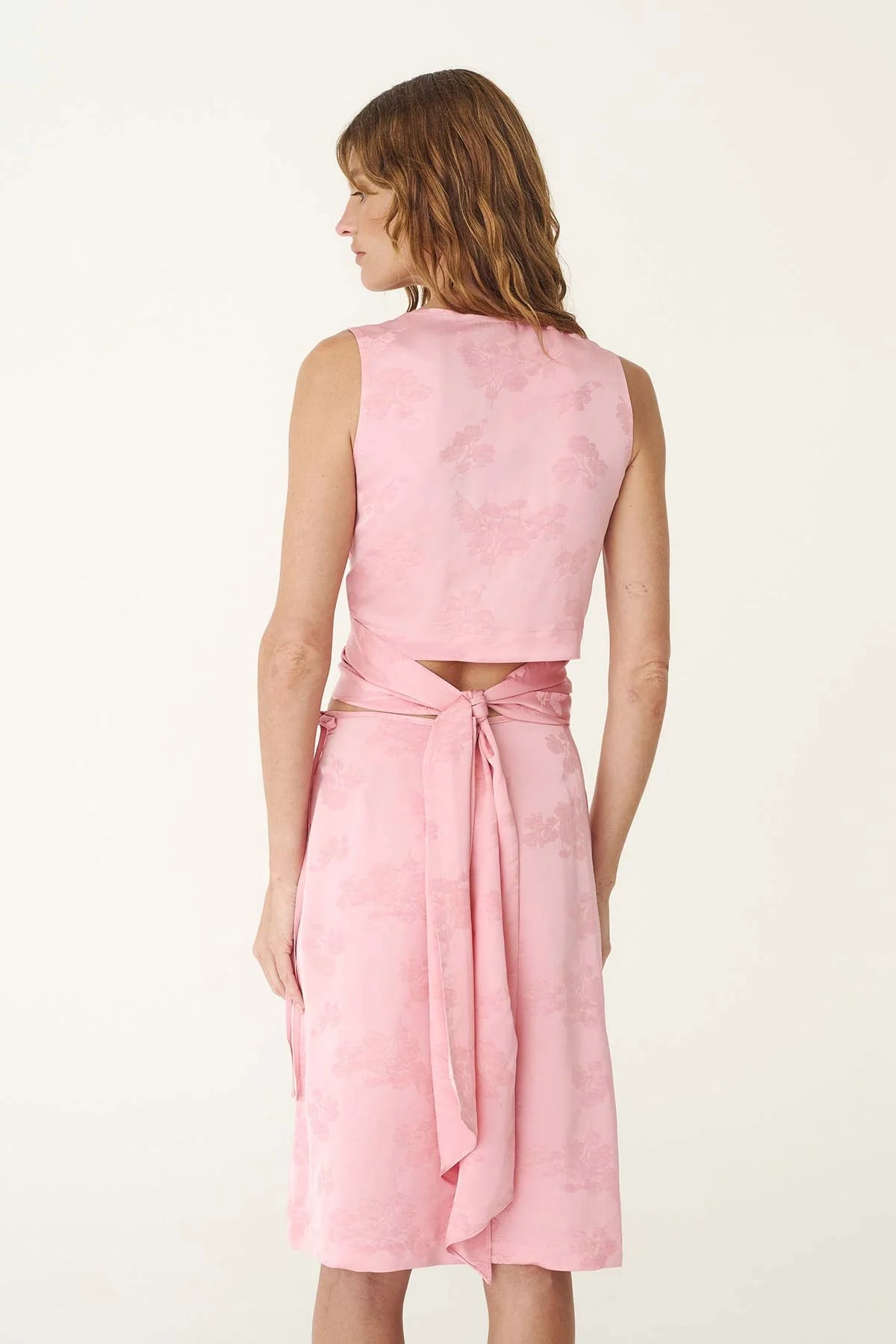 Cloudia Jacquard Wrap Top - Petal Pink Floral - Fashion Tops - Rowie The Label - Women's fashion at The Freedom State
