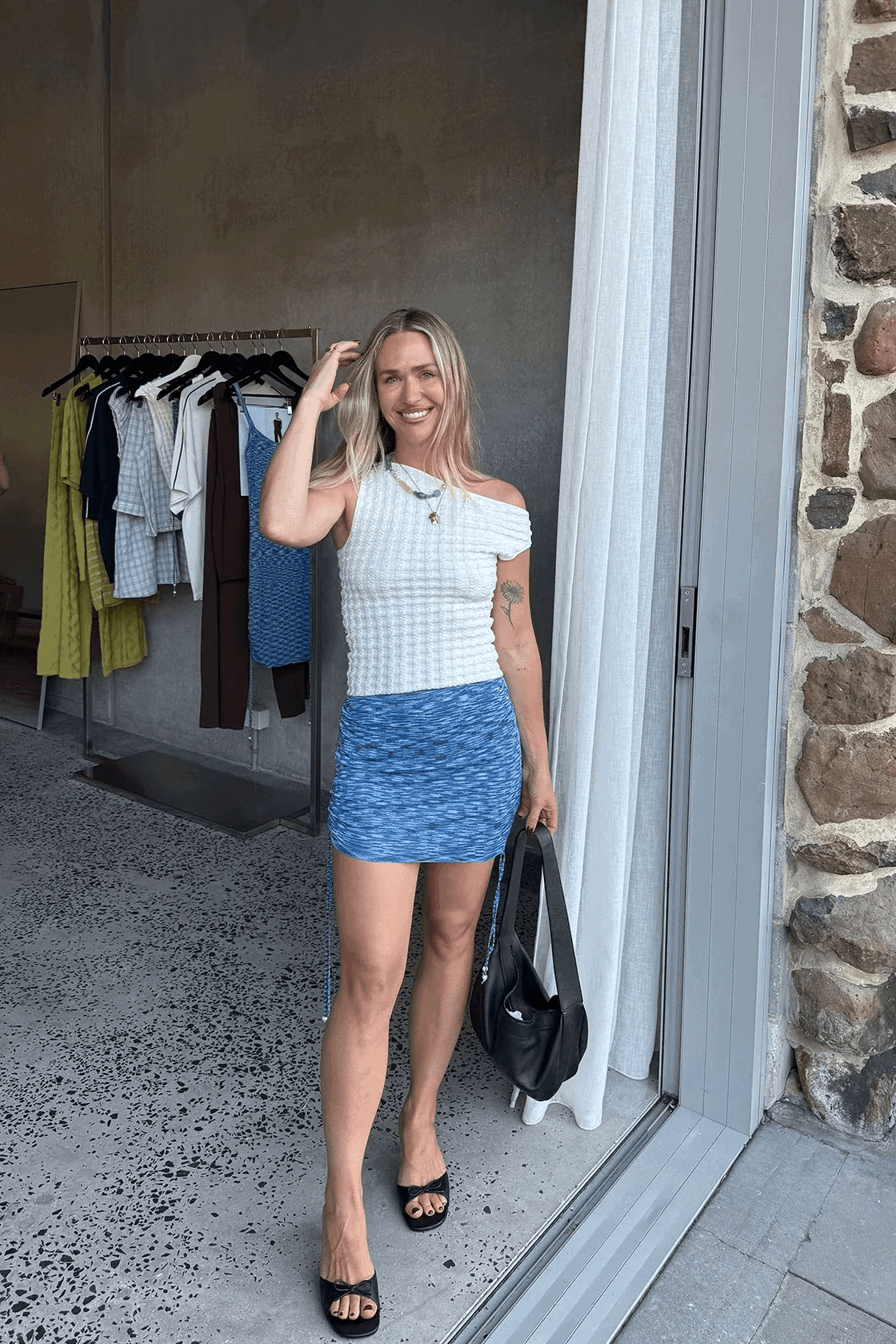 Emi Ruched Mini Skirt - Lapis - Skirts - The Freedom State