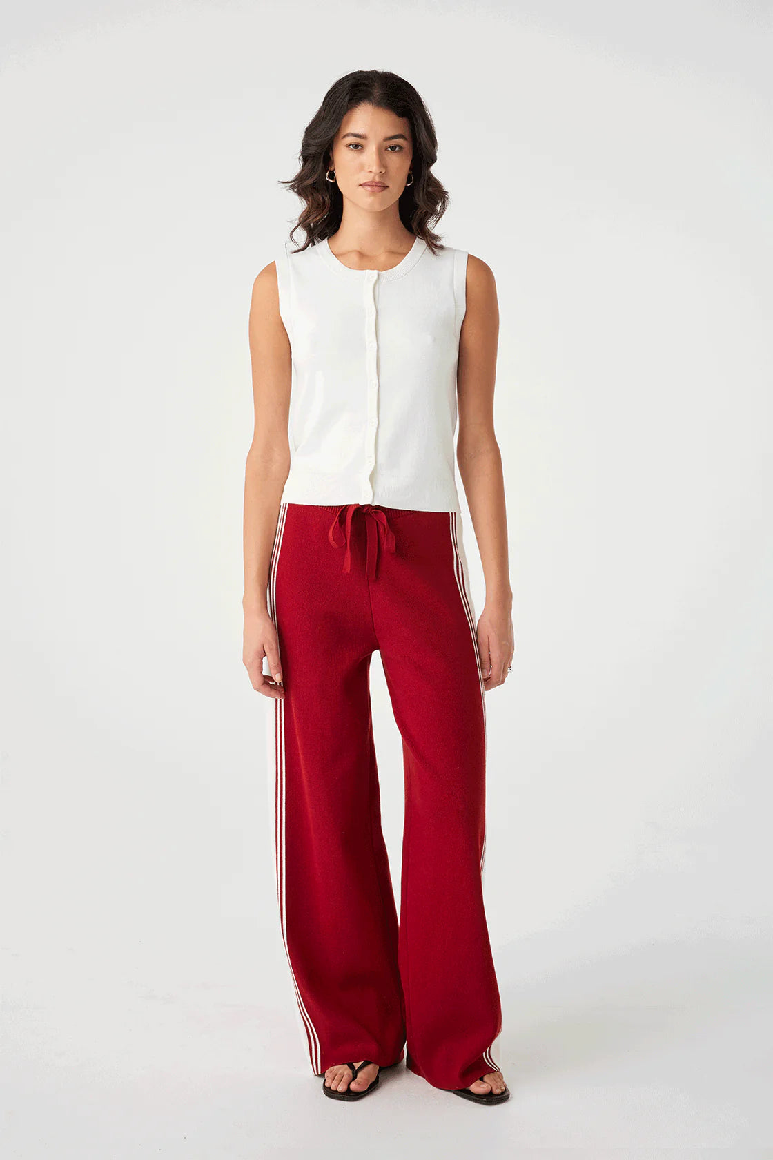 Emery Pant - Wine/Ecru
