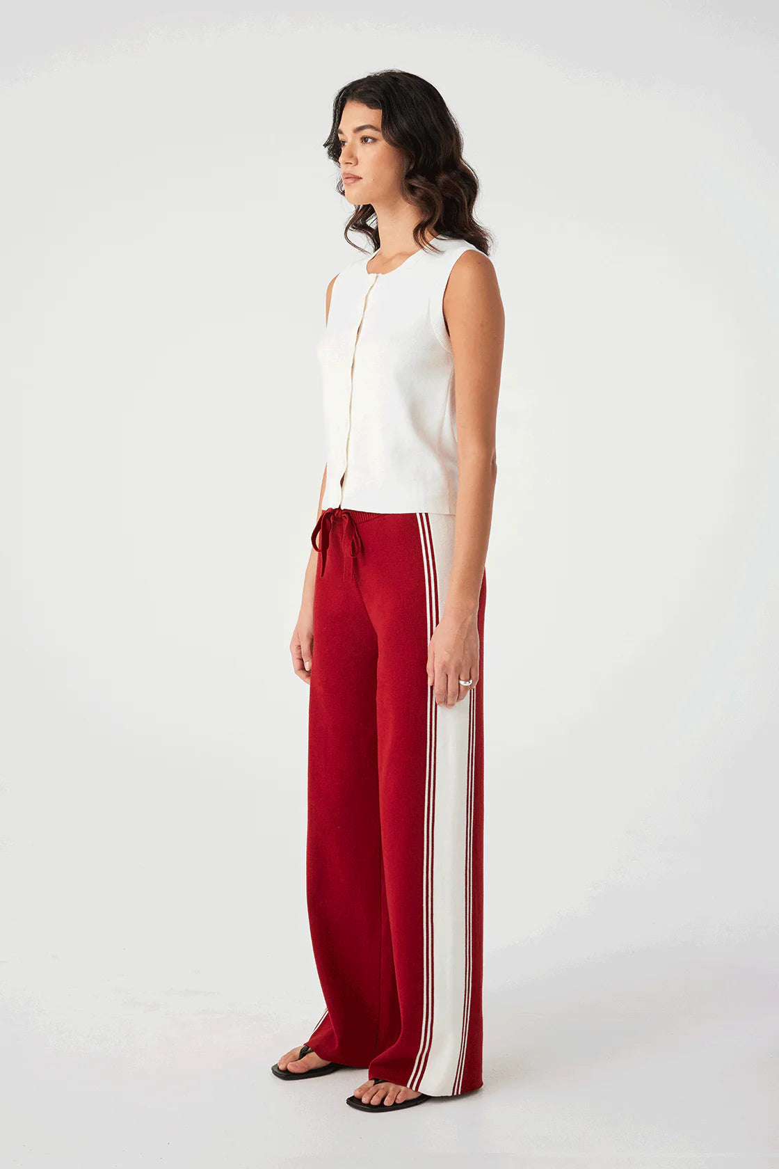 Emery Pant - Wine/Ecru