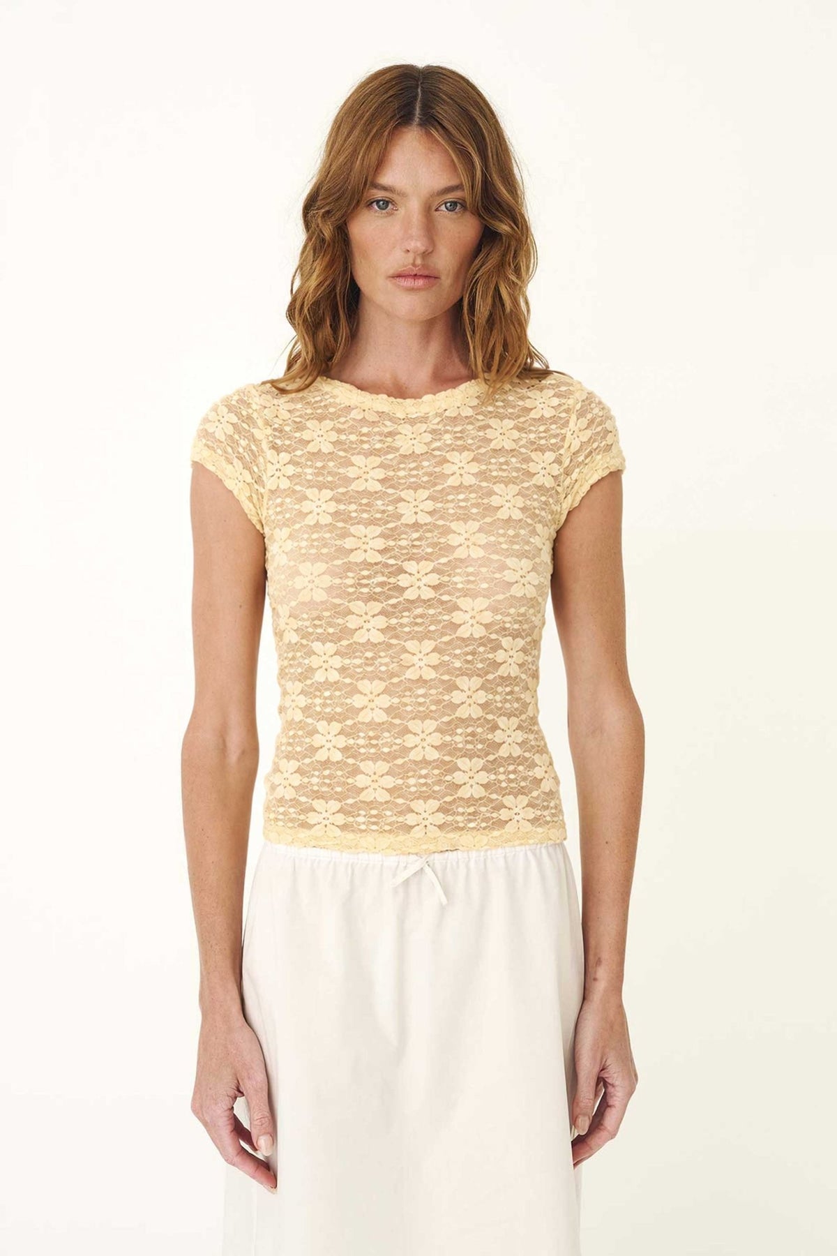 Galo Wildflower Lace Tee - Lemon - Fashion Tops - Rowie The Label - Women's fashion at The Freedom State