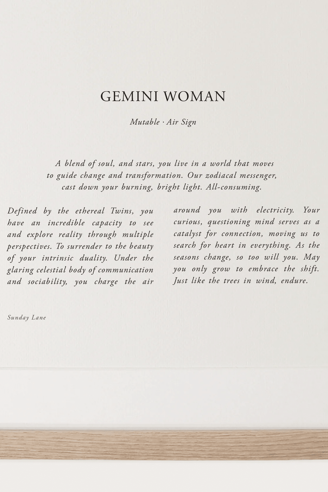 Gemini 5 - Wall Art - Sunday Lane - Women's fashion at The Freedom State