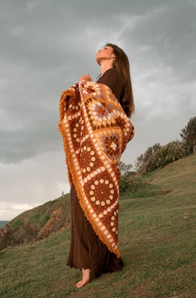 Granny Square Throw - Chai - Rugs & Throws - Wandering Folk - Women's fashion at The Freedom State