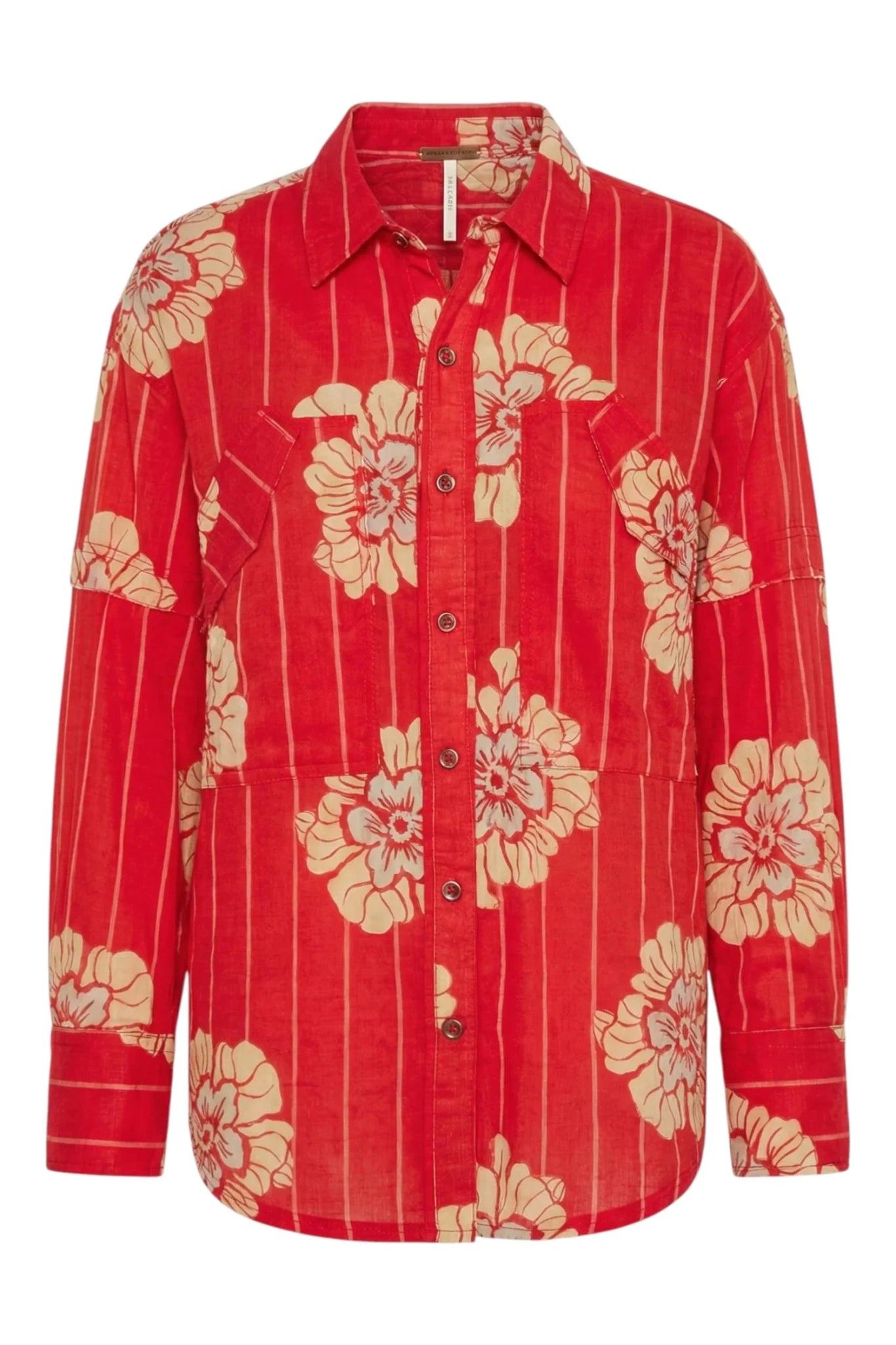 Hidden Flower Camo Shirt - Cherry Combo - Fashion Tops - Free People - Women's fashion at The Freedom State