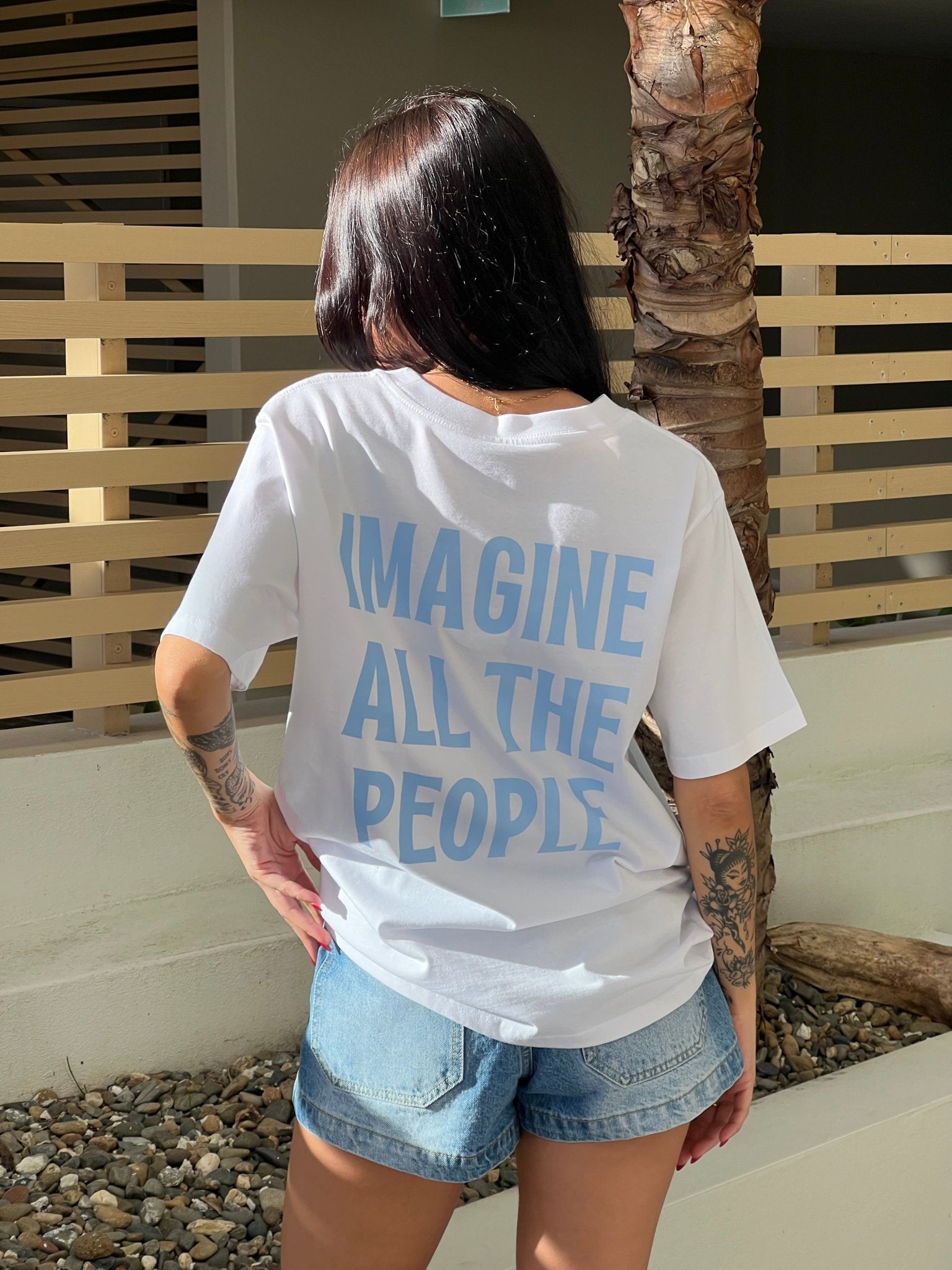 Imagine Heavy Tee White - Sky - T-Shirts - The Freedom State - Women's fashion at The Freedom State